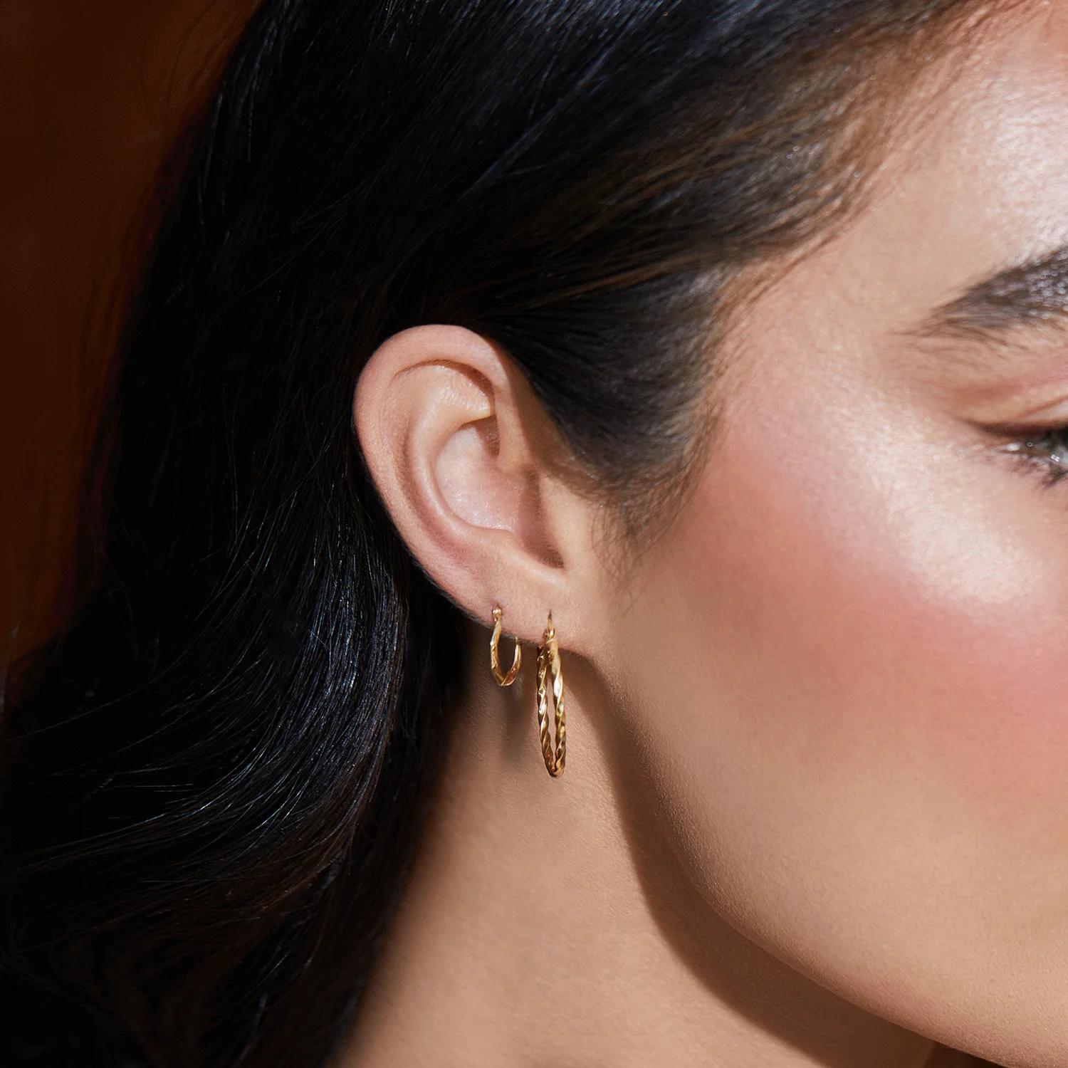 Tiny Hex Hoop Earrings - Image 5