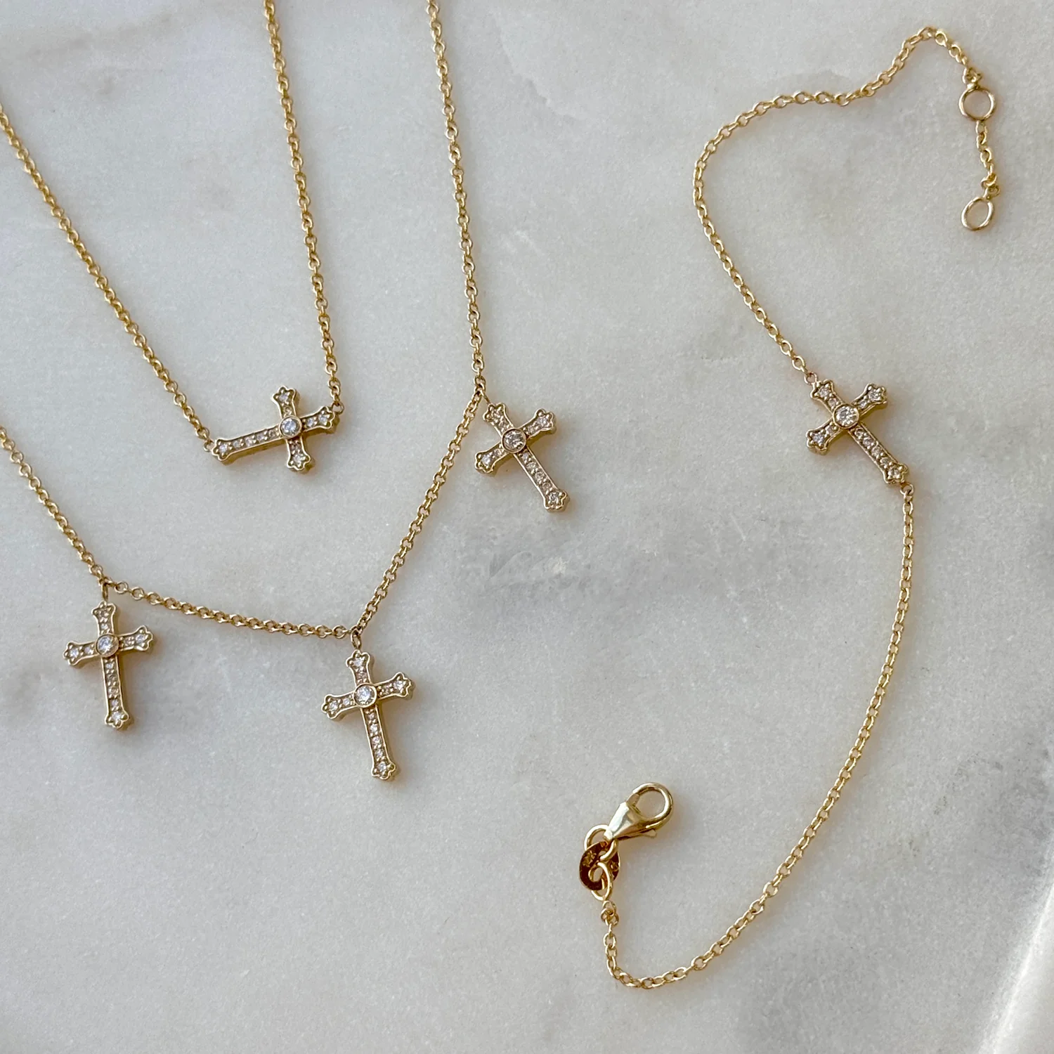 Trinity Diamond Cross Necklace - Image 4