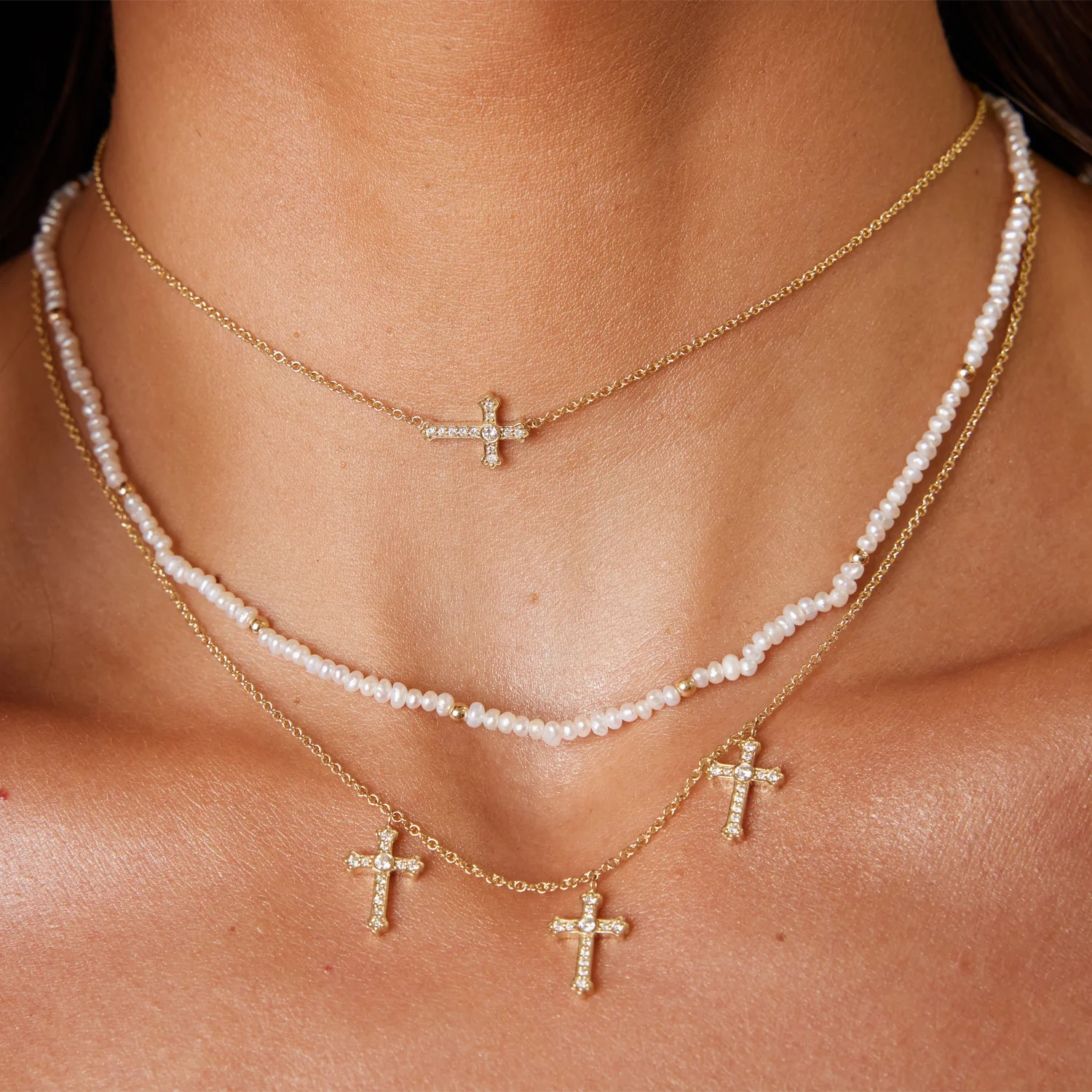 Trinity Diamond Cross Necklace - Image 5