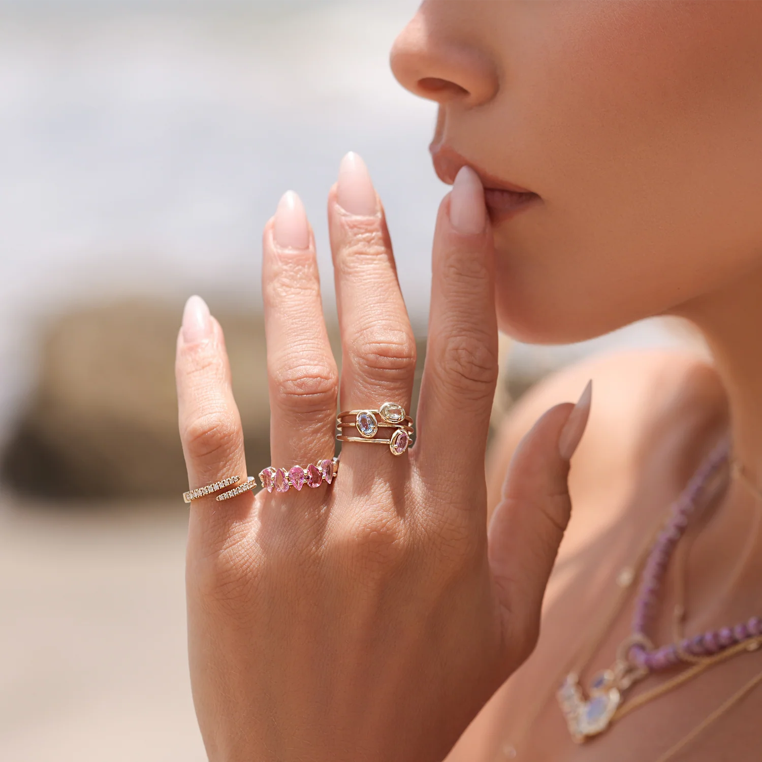Trio Oval Sapphire Ring Set - Image 7