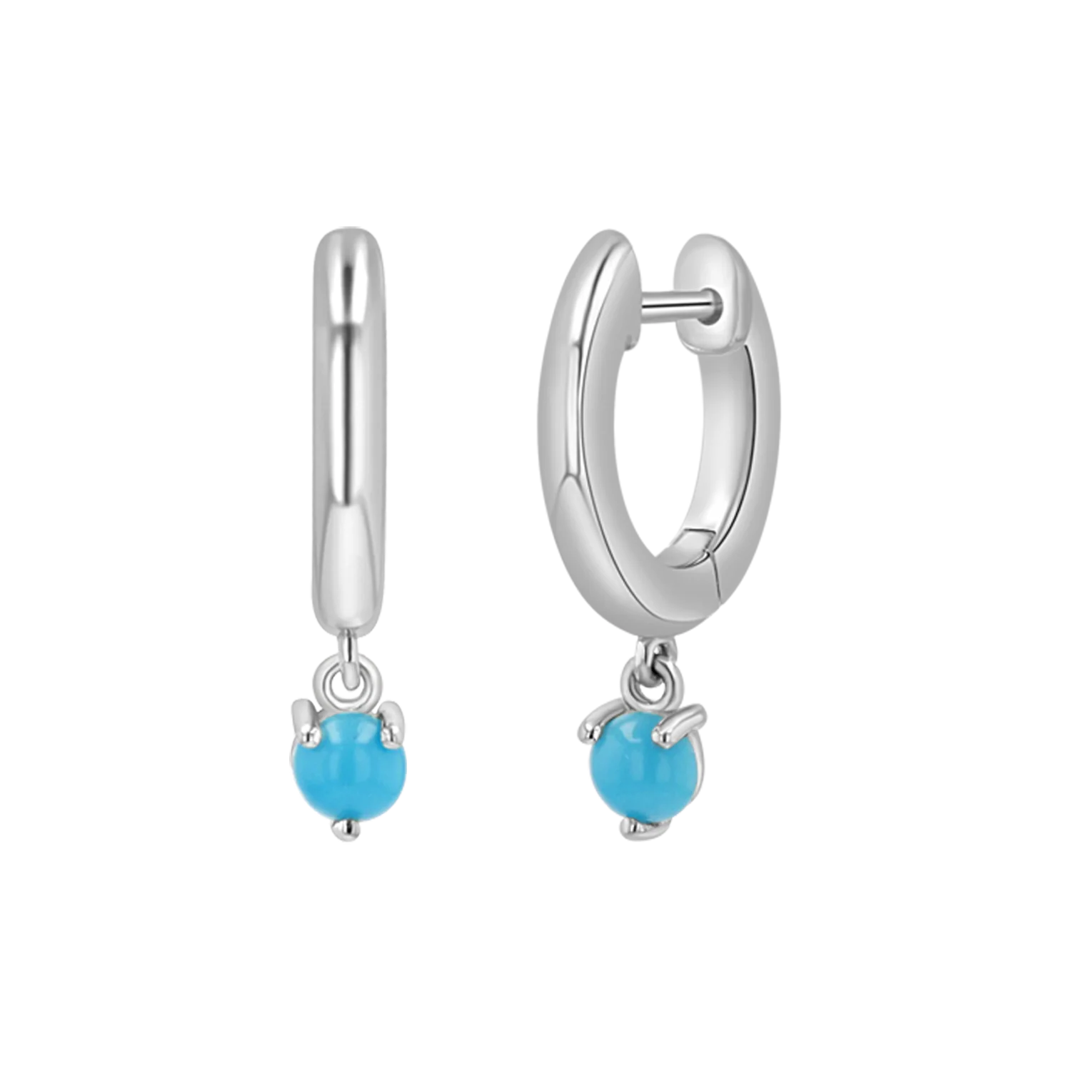 Turquoise Charm Drop Huggies - Image 2