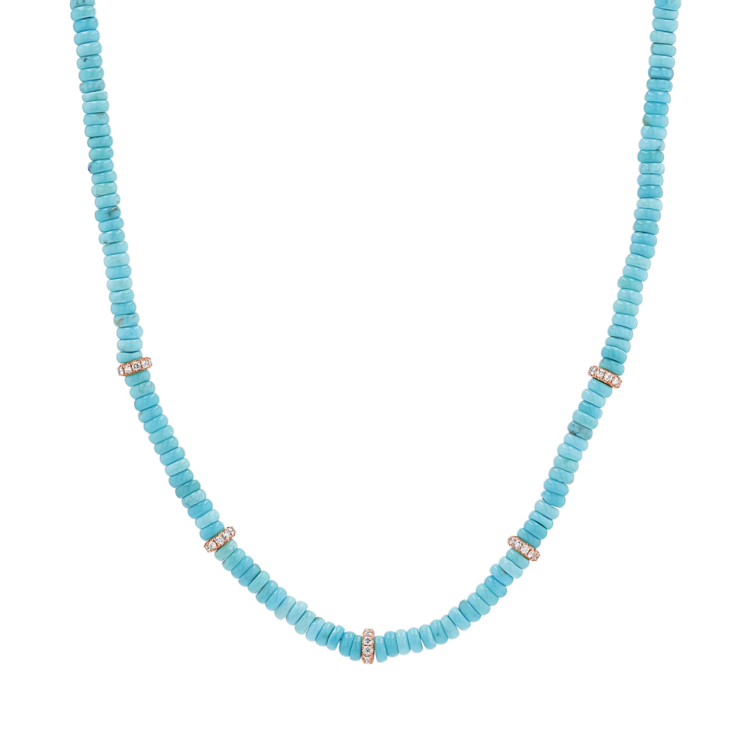 Turquoise Diamond Bead Necklace - Image 3