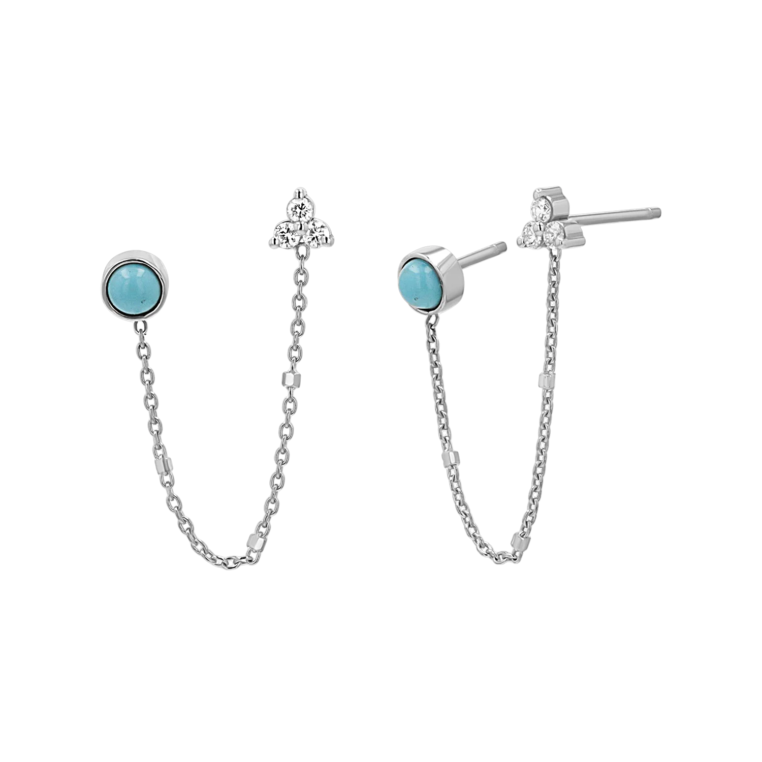 Turquoise & Diamond Duo Drop Earring - Image 2