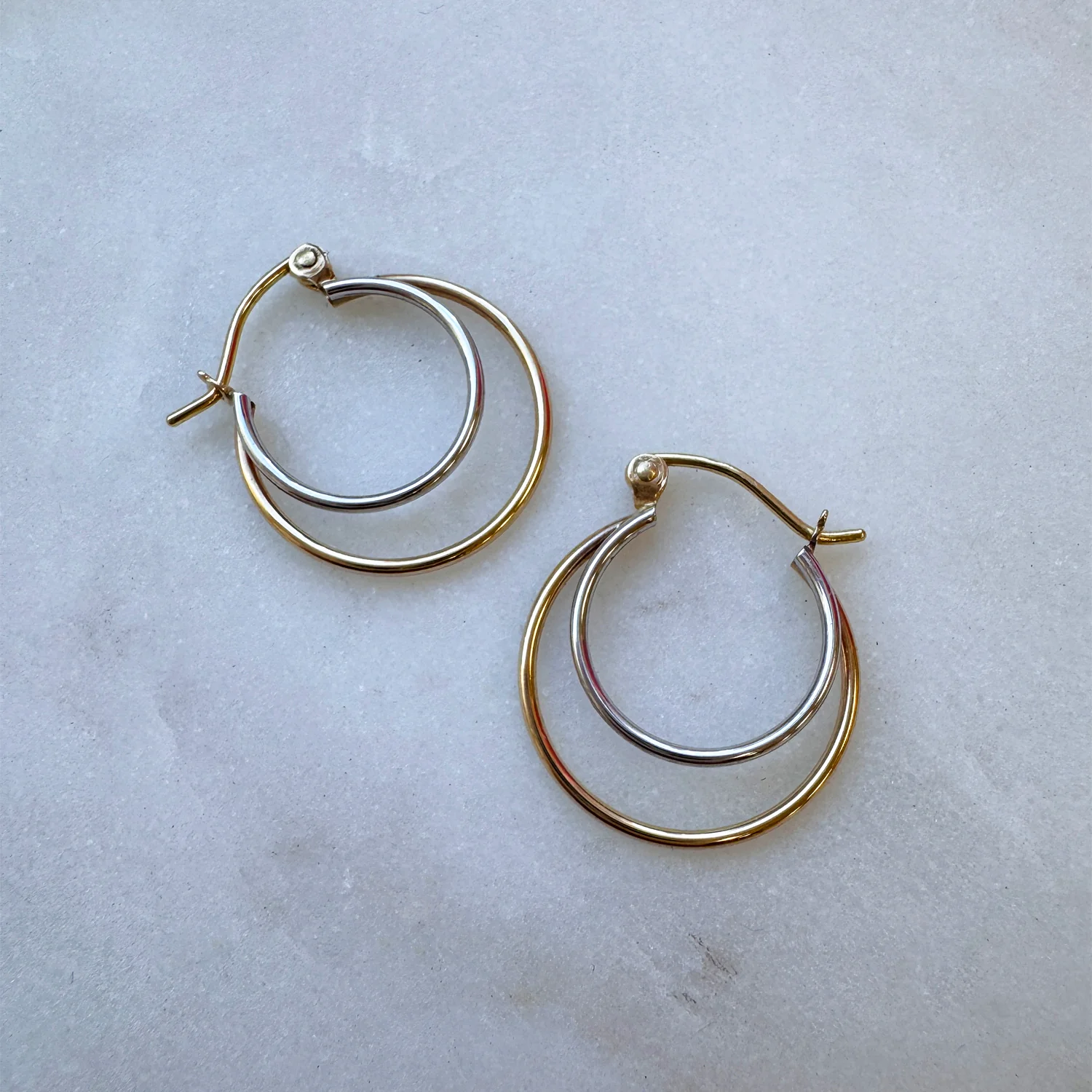 Two Tone Layered Hoop Earrings - Image 2