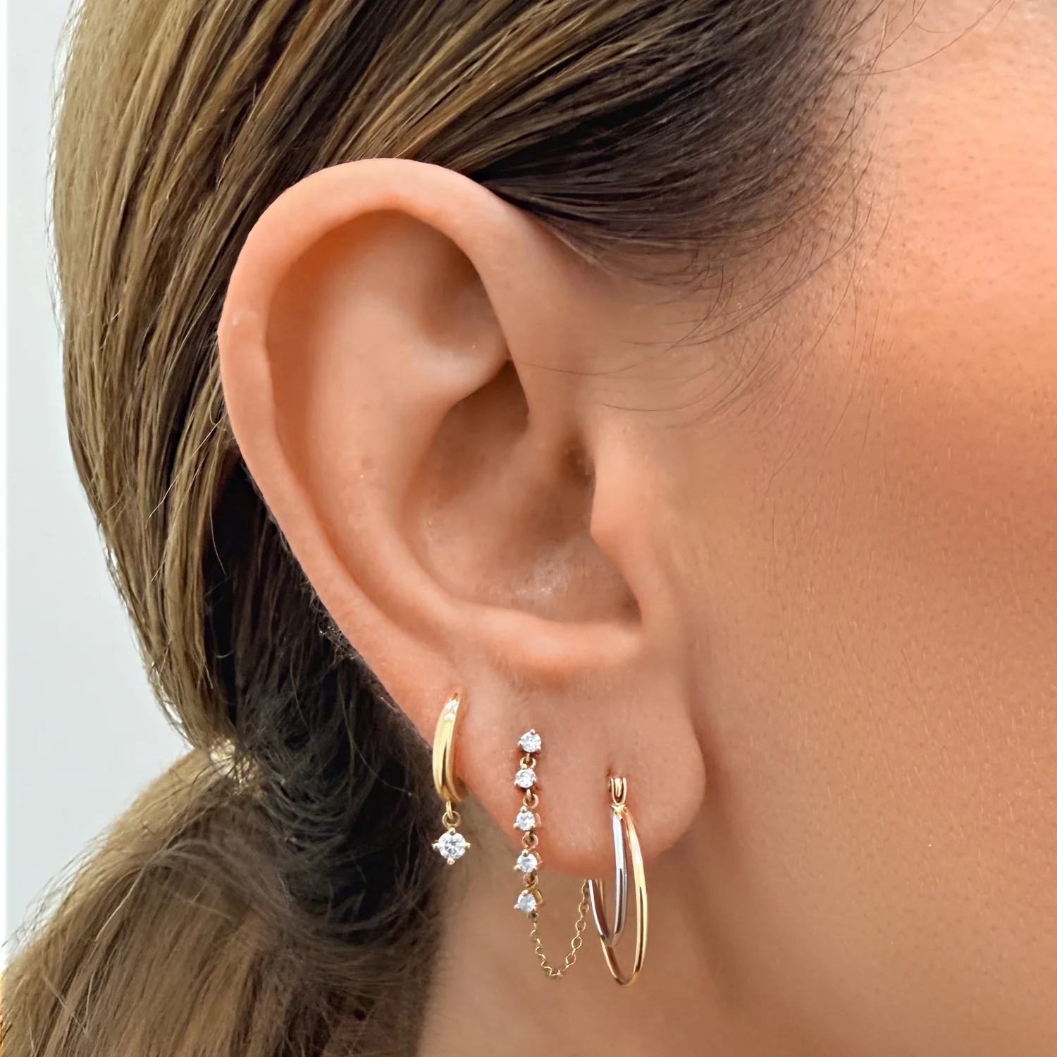 Two Tone Layered Hoop Earrings - Image 3