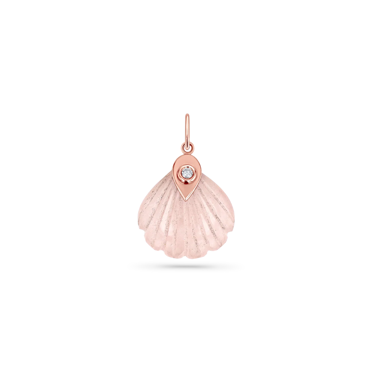 Venus Rose Quartz Shell Diamond Charm - Image 3