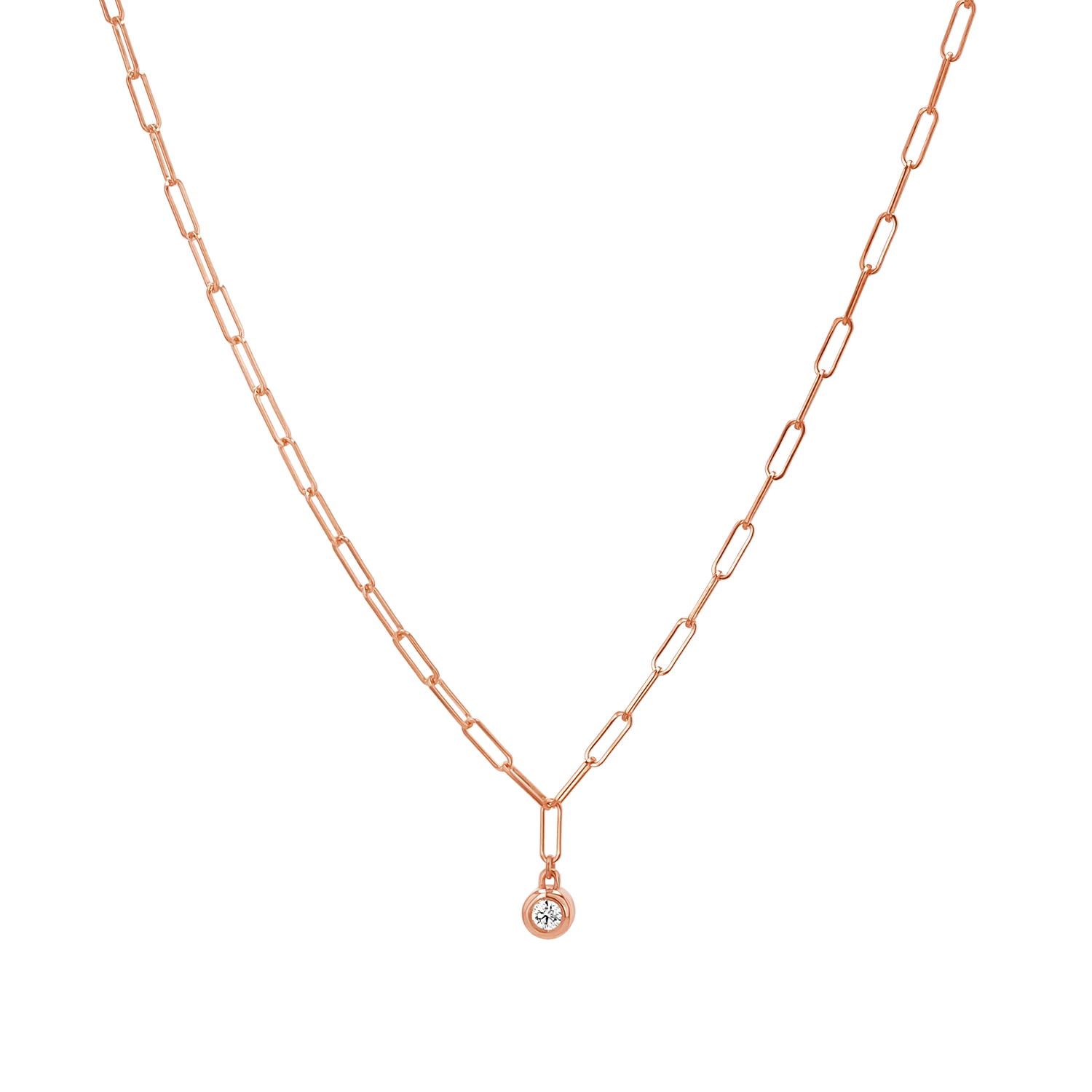 Wire Paperclip Diamond Bezel Necklace - Image 3