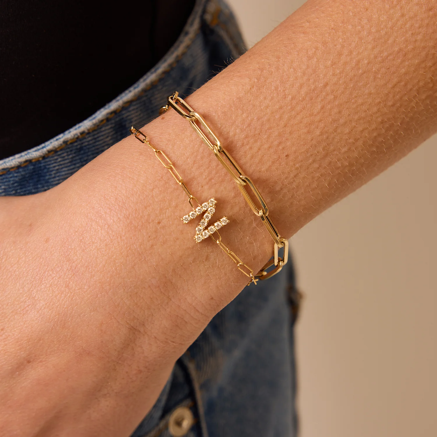 14K Large Paper Clip Chain Bracelet - Image 8