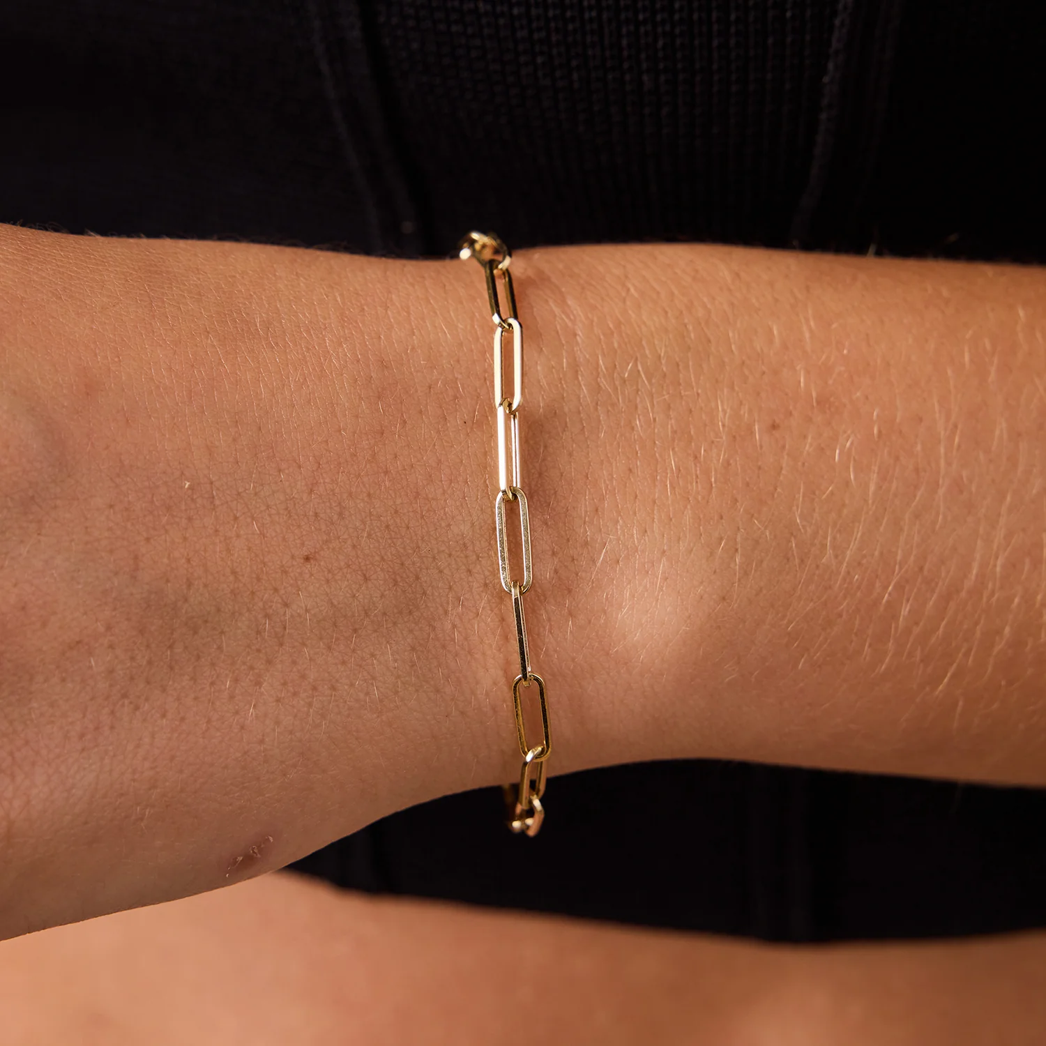 14K Paper Clip Chain Bracelet - Image 9