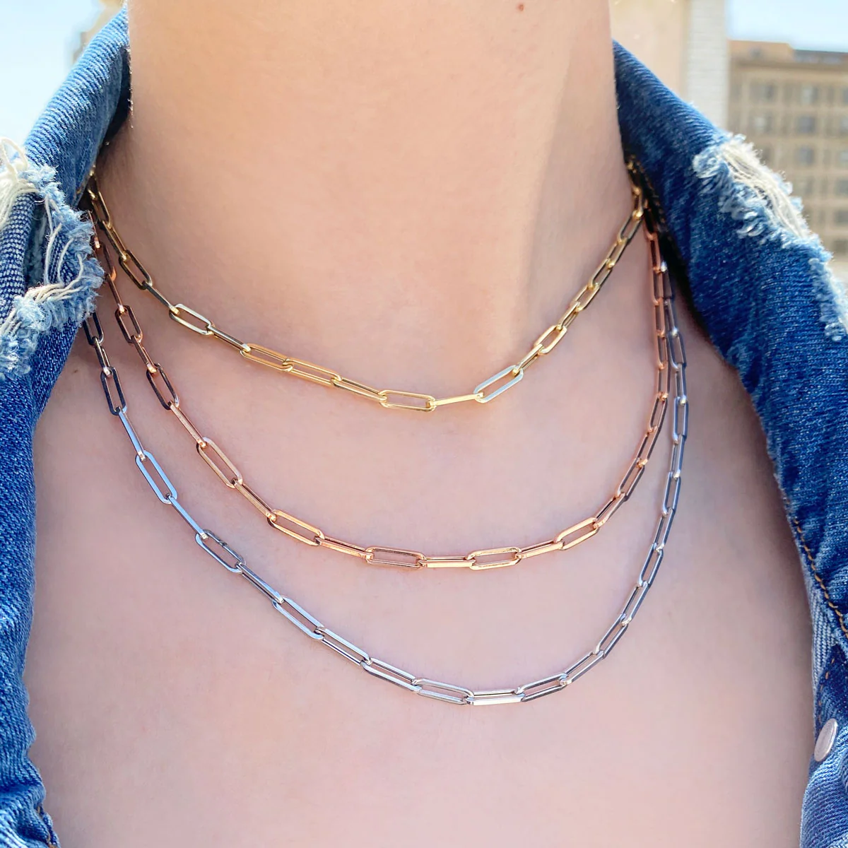 14K Paper Clip Chain Necklace - Image 6