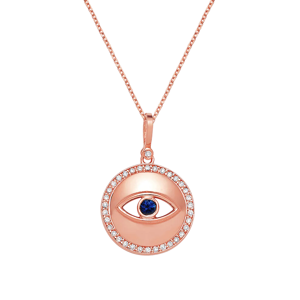 Round Diamond Evil Eye Necklace - Image 3