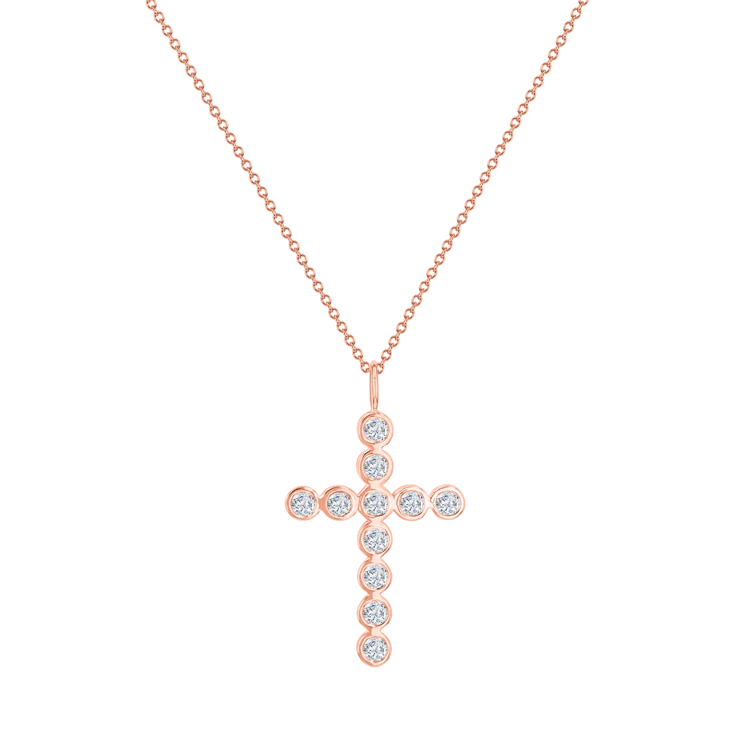 Grand Diamond Bezel Cross Necklace - Image 3
