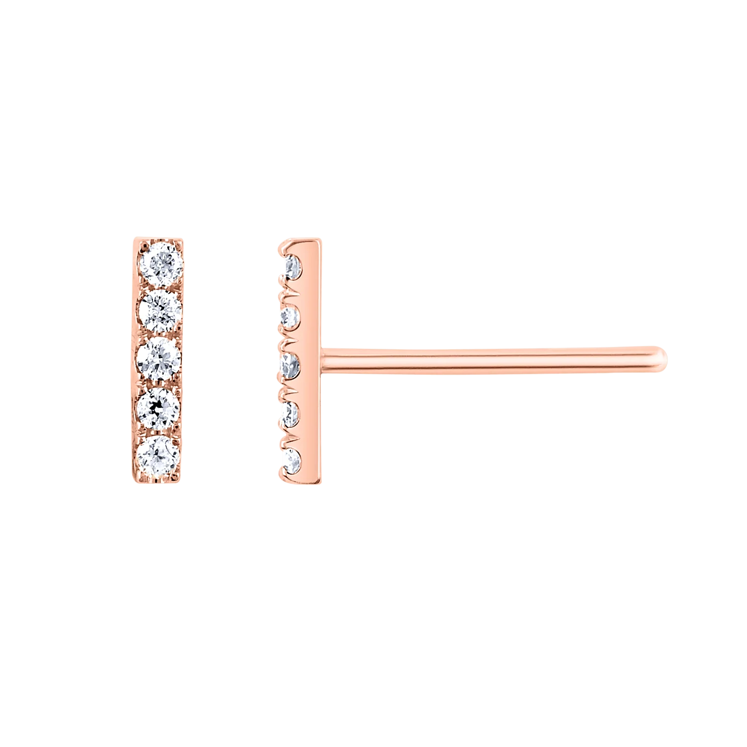 Diamond Bar Stud Earrings - Image 3