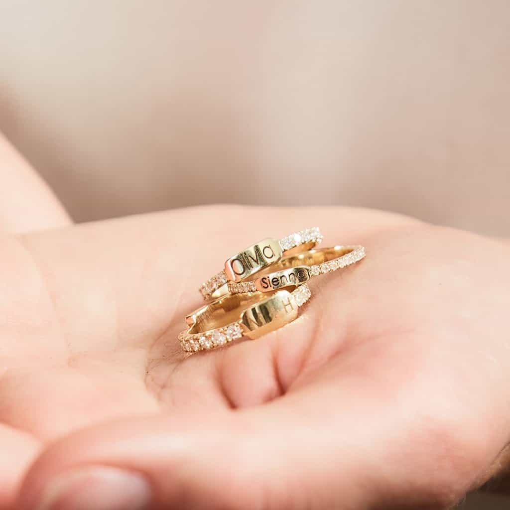 Petite Diamond U-Pave Engraved Ring - Image 5