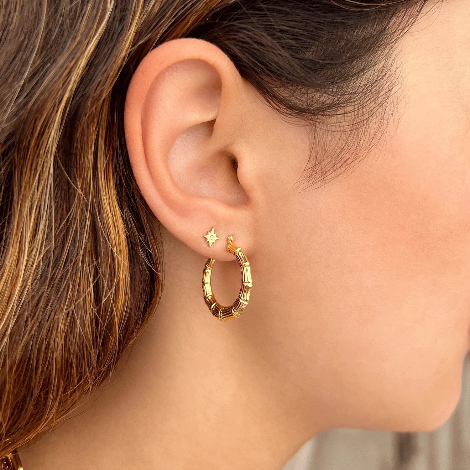 Bamboo Hoop Earrings - Image 5