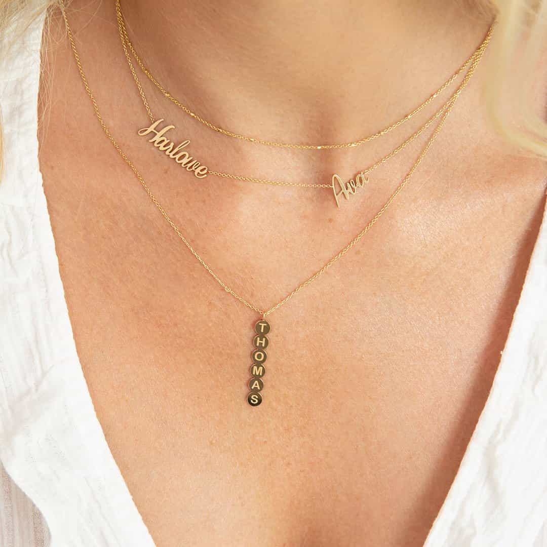 Bubble Round Vertical ID Necklace - Image 4