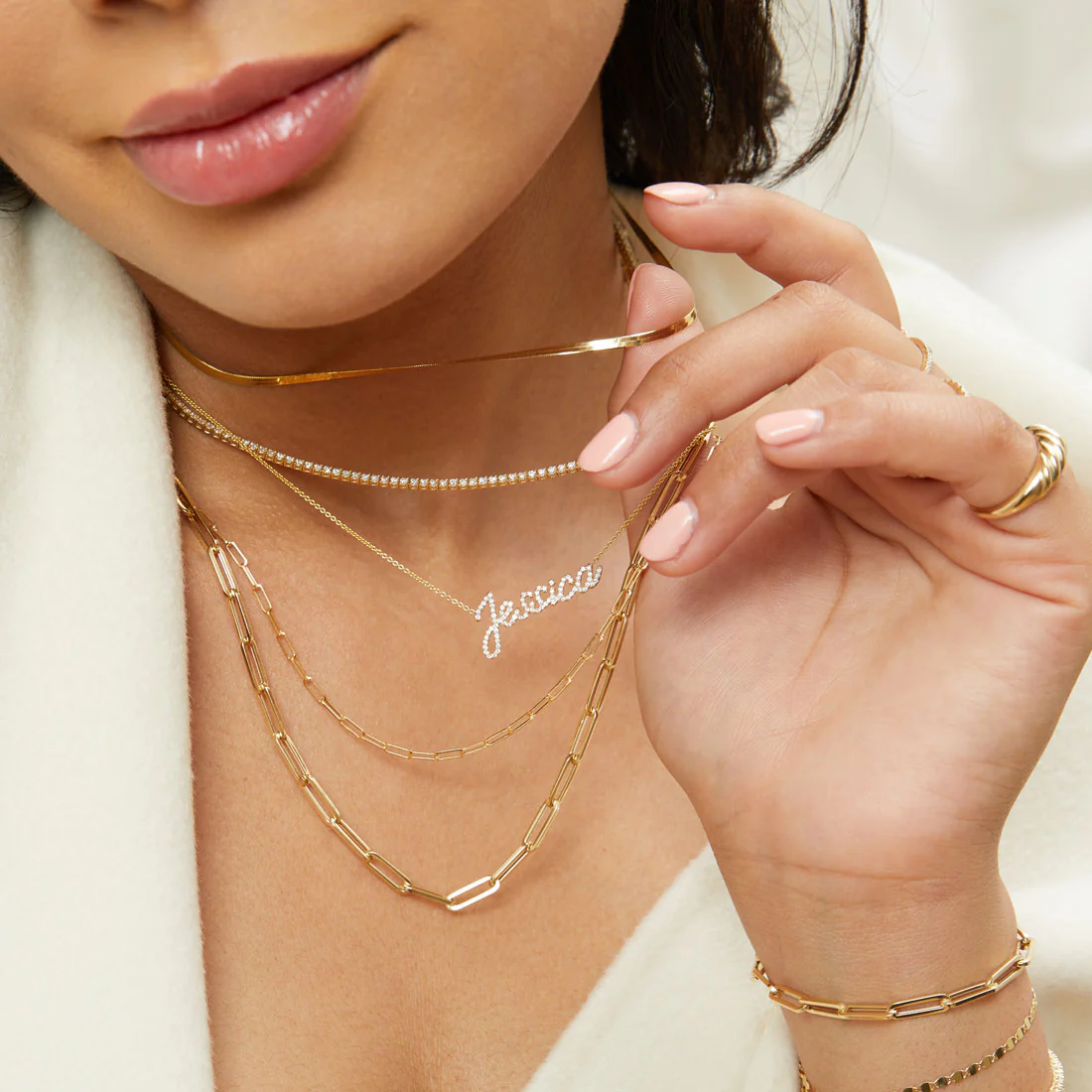 Diamond Custom Script Name Necklace - Image 6