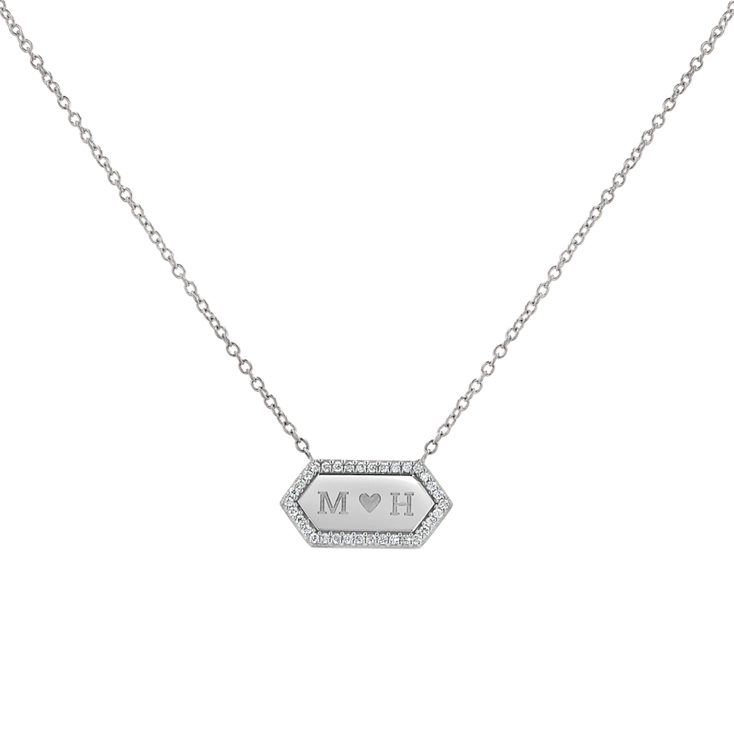 Diamond Hex Engravable Tag Necklace - Image 2