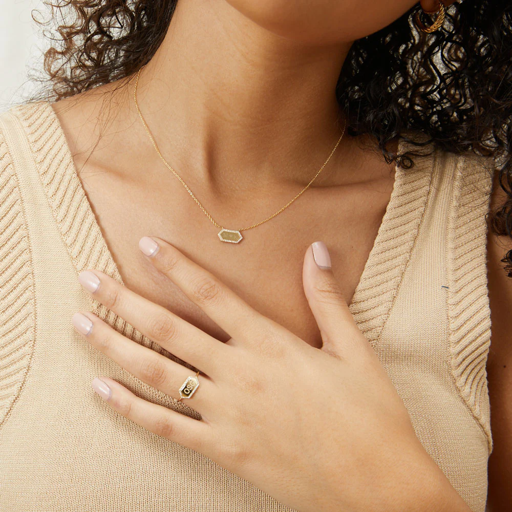 Diamond Hex Engravable Tag Necklace - Image 4