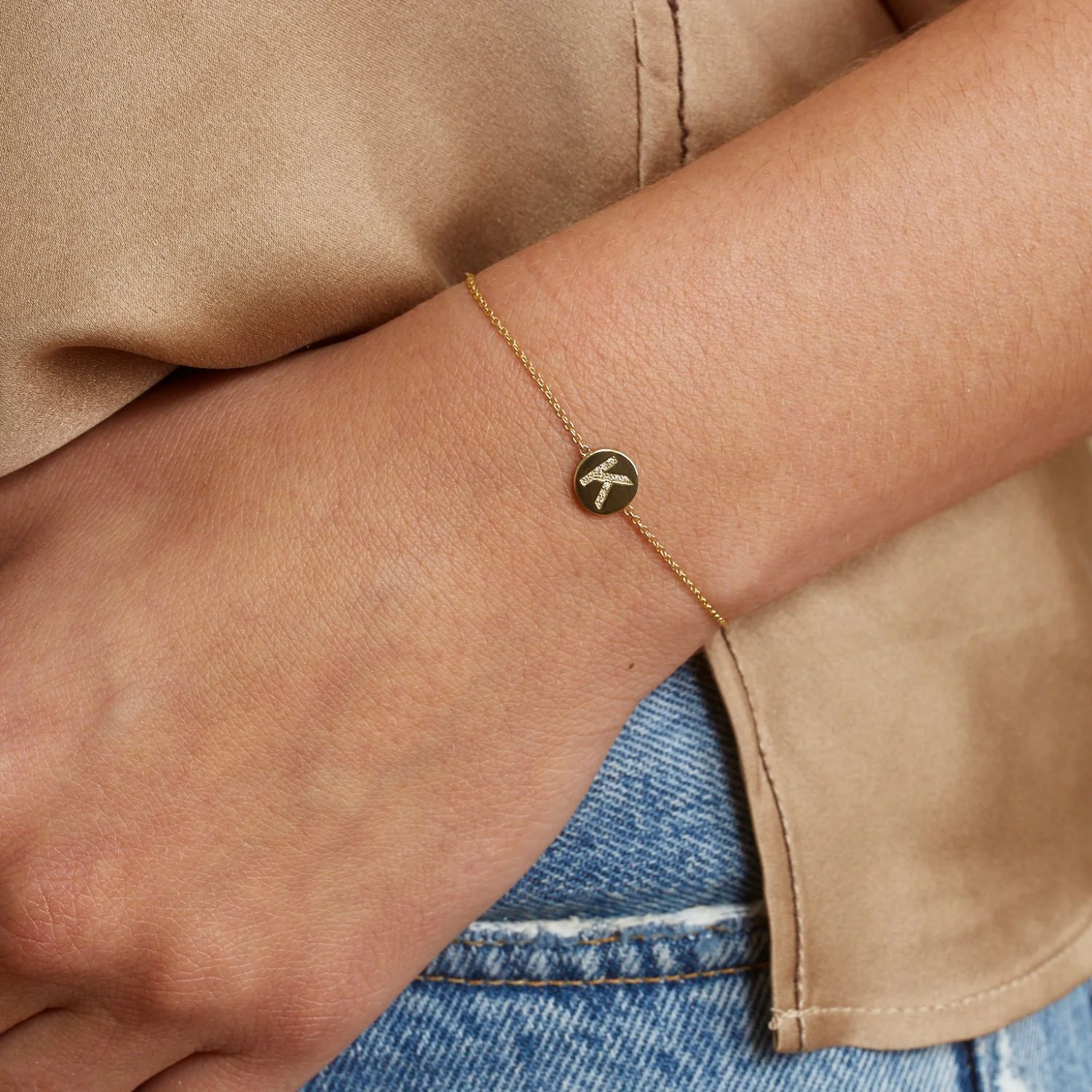 Diamond Initial Coin Bracelet - Image 5
