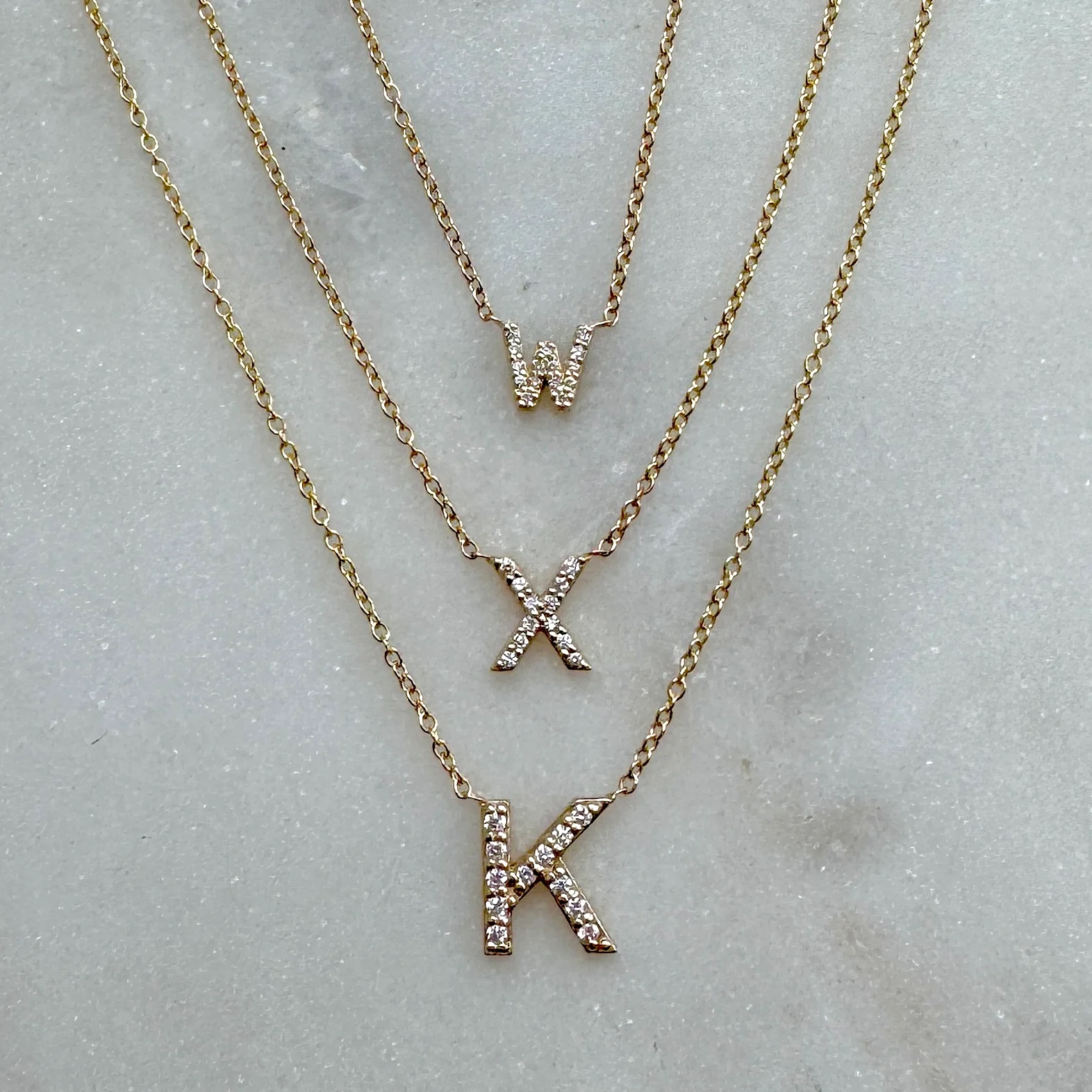 Diamond Pave Letter Necklace - Image 4