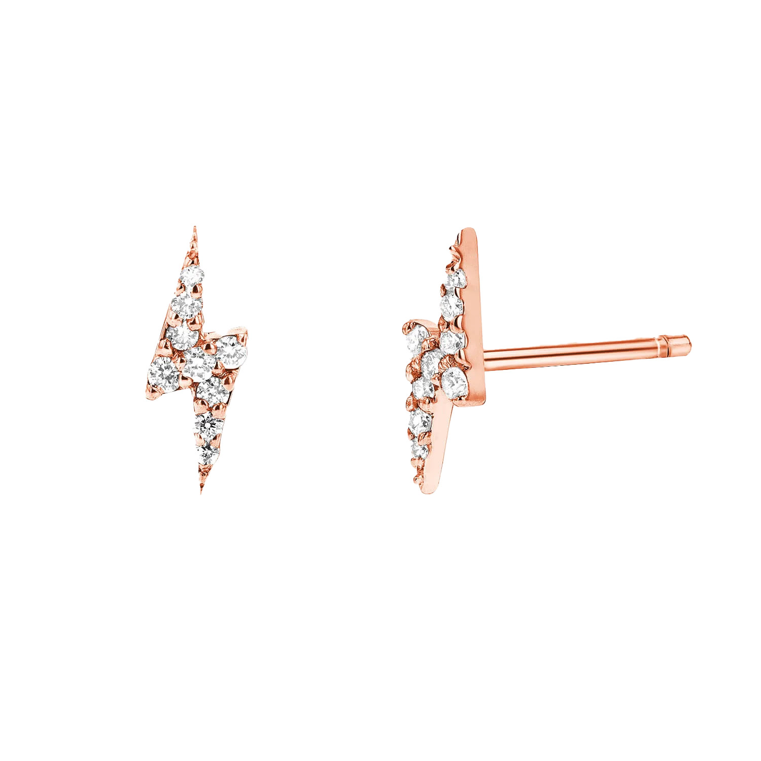 Diamond Lightning Bolt Stud Earrings - Image 3