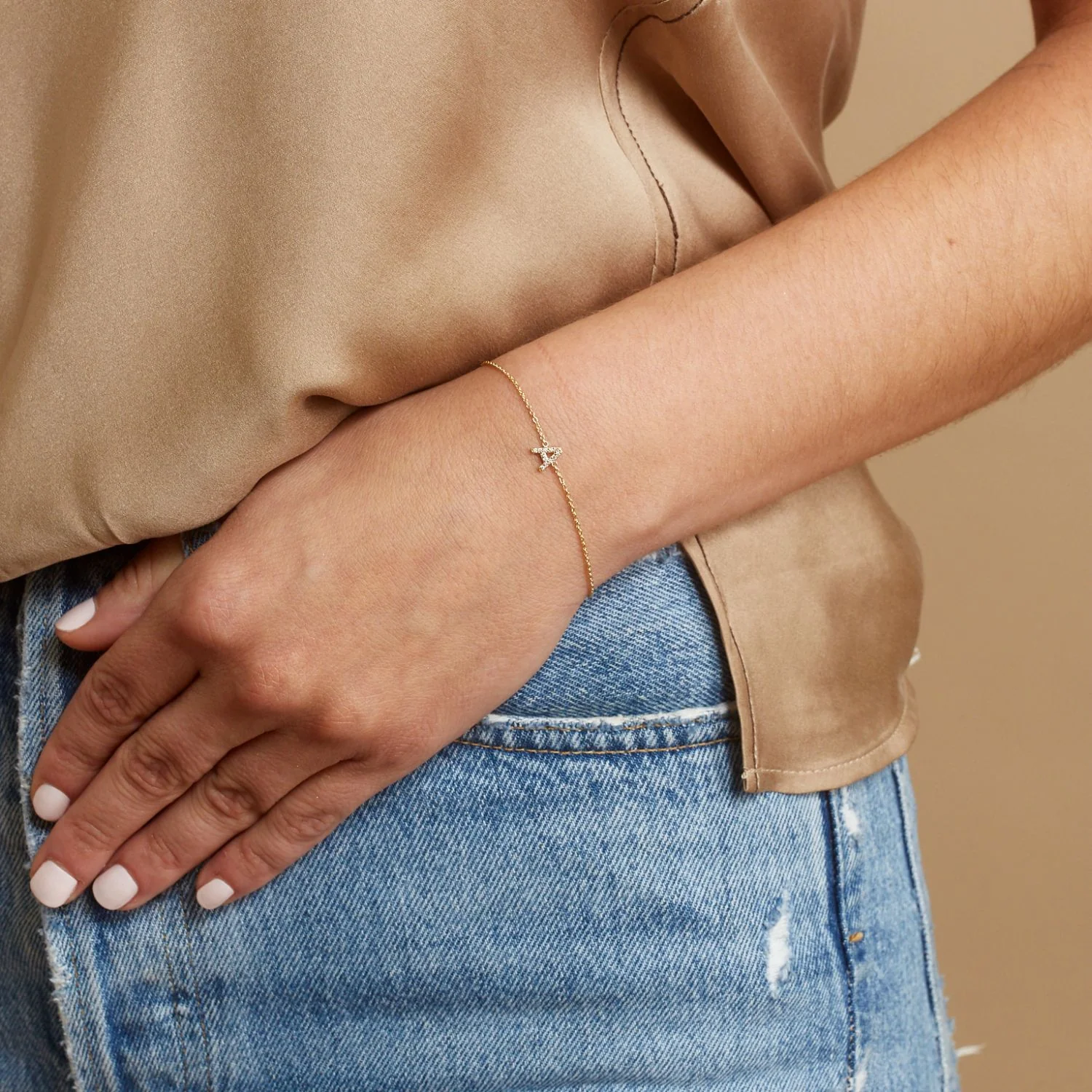 Diamond Pave Letter Bracelet - Image 6