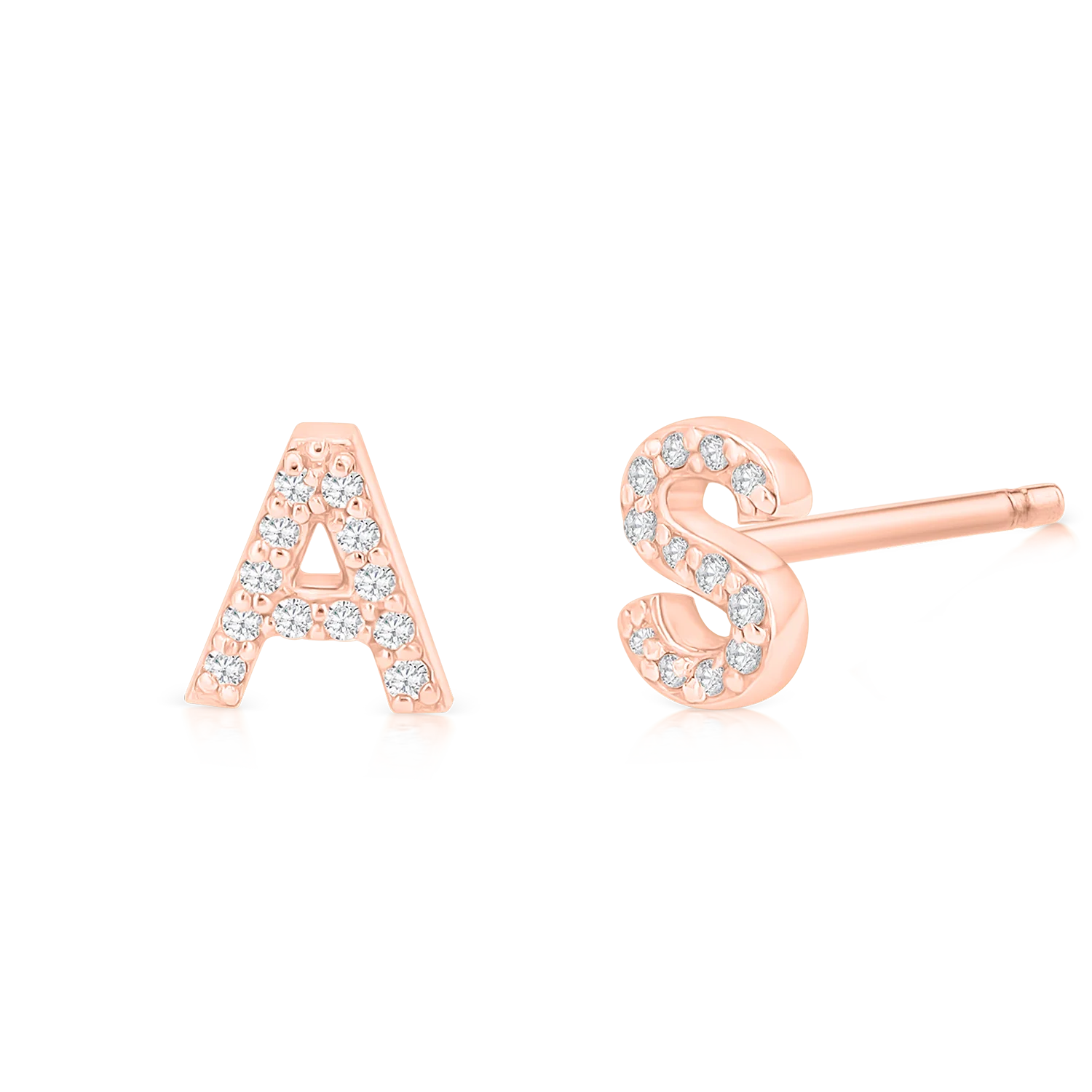 Diamond Pave Letter Stud Earrings - Image 3