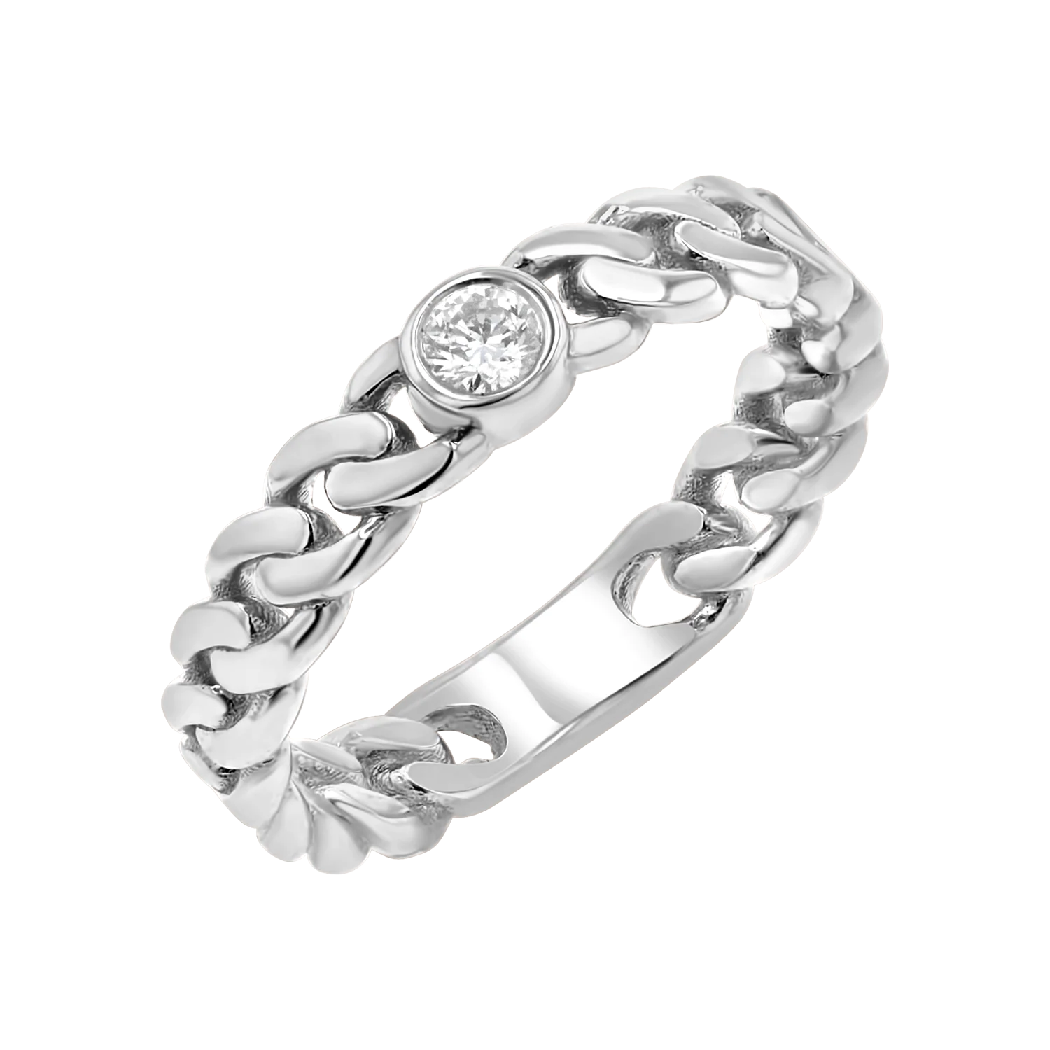 Diamond Solitaire Cuban Link Ring - Image 2