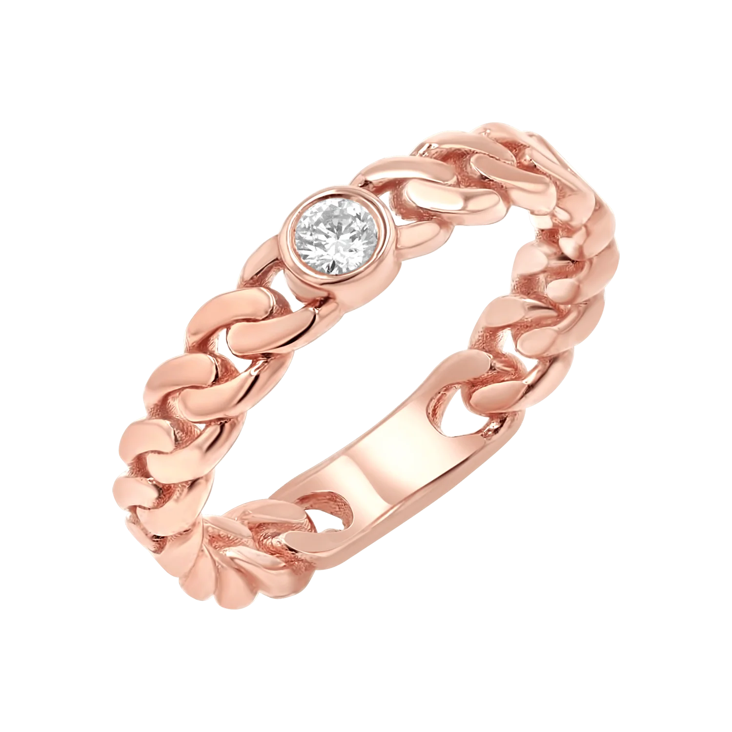 Diamond Solitaire Cuban Link Ring - Image 3