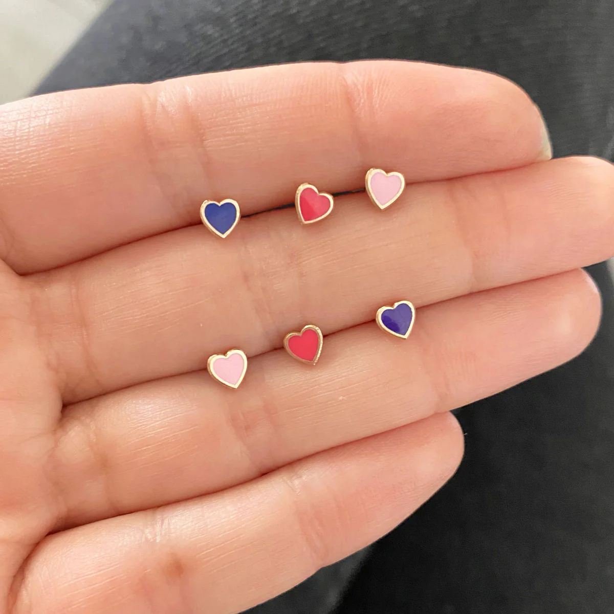Enamel Heart Shape Studs - Image 4