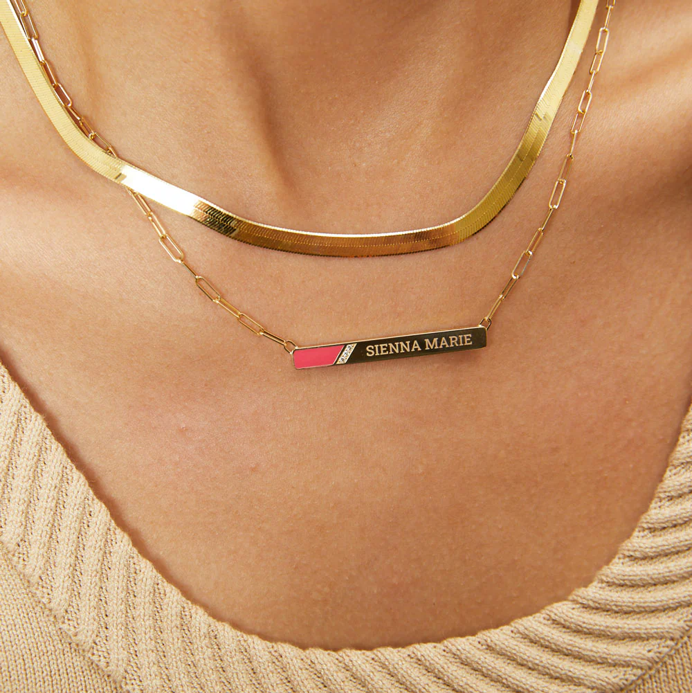 Slash Engravable Necklace with Diamond Accents - Image 38