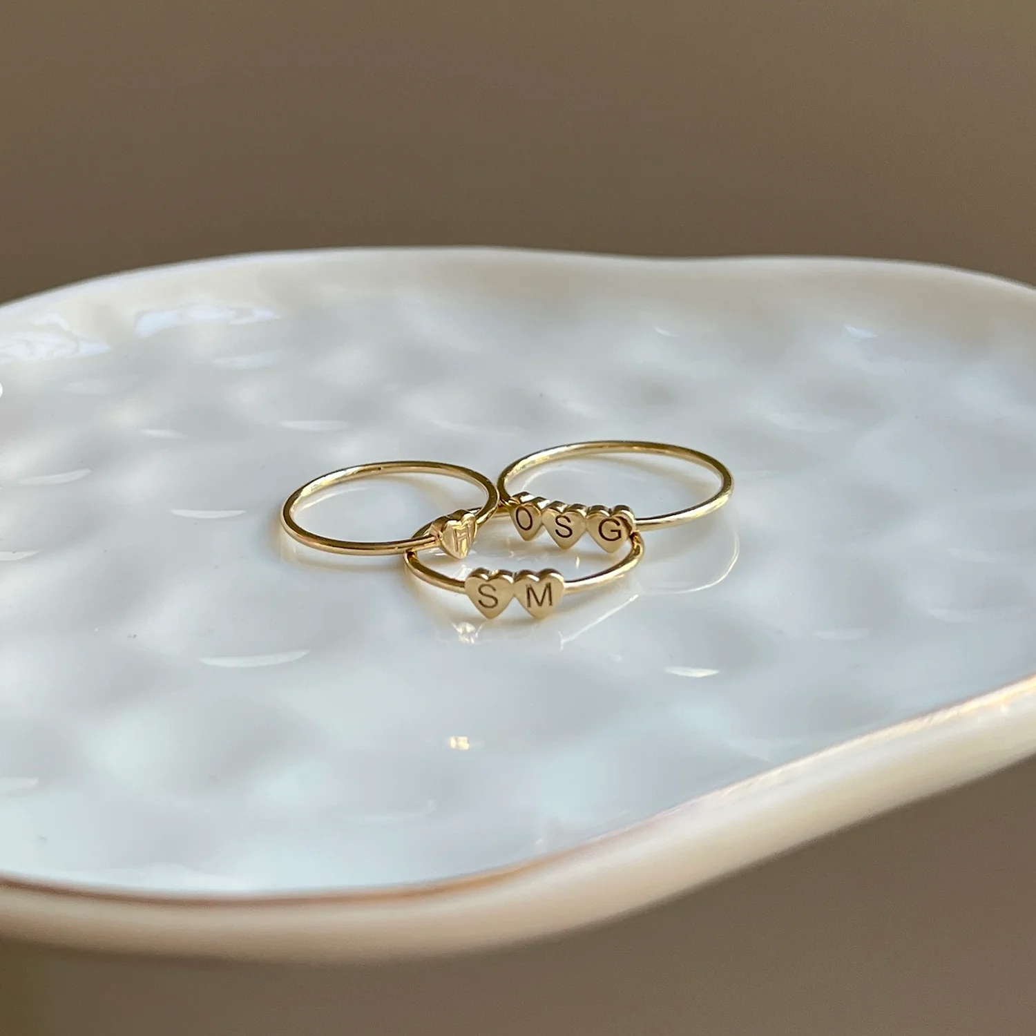 Engravable Letter Heart Stacking Ring - Image 6