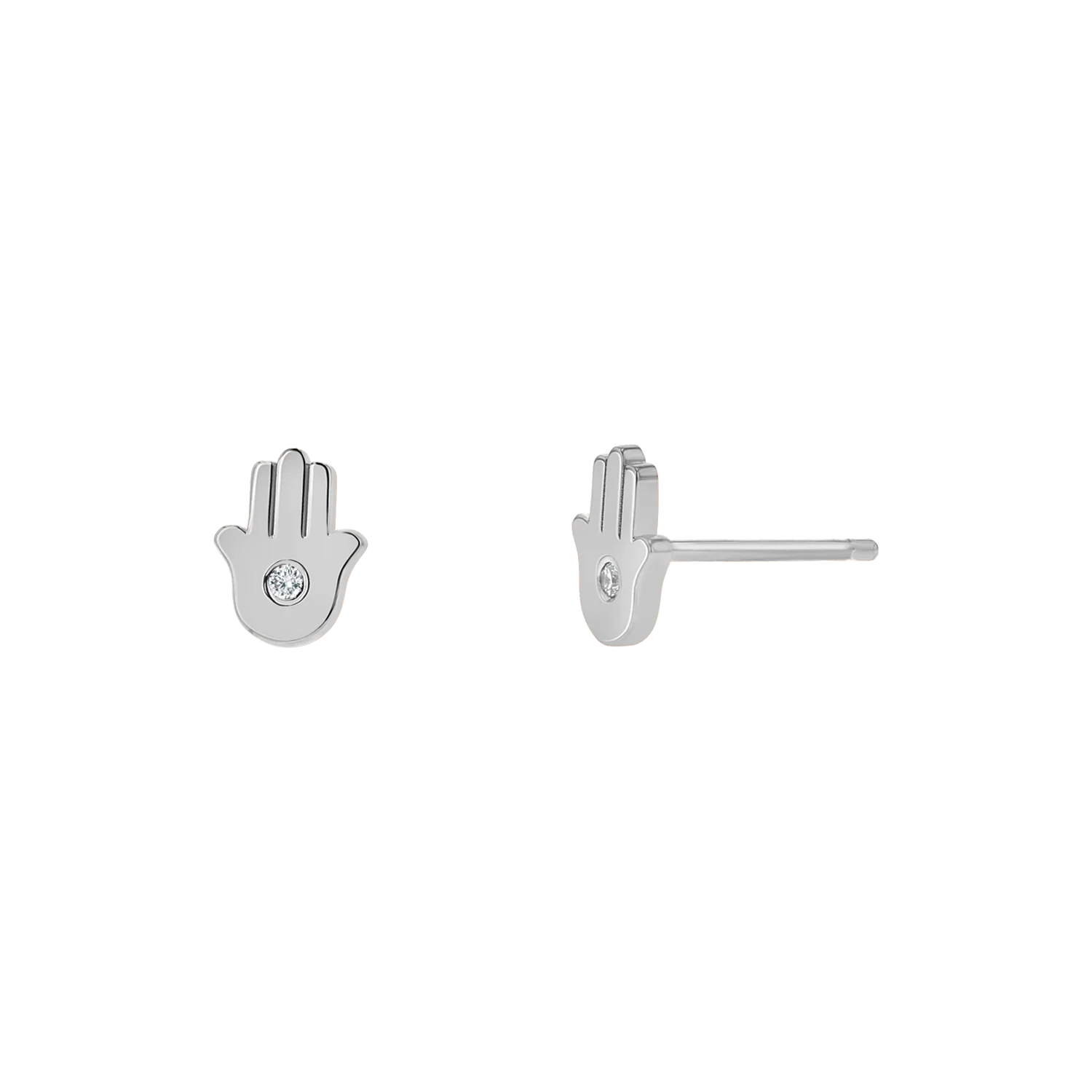 Hamsa Diamond Stud Earrings - Image 2