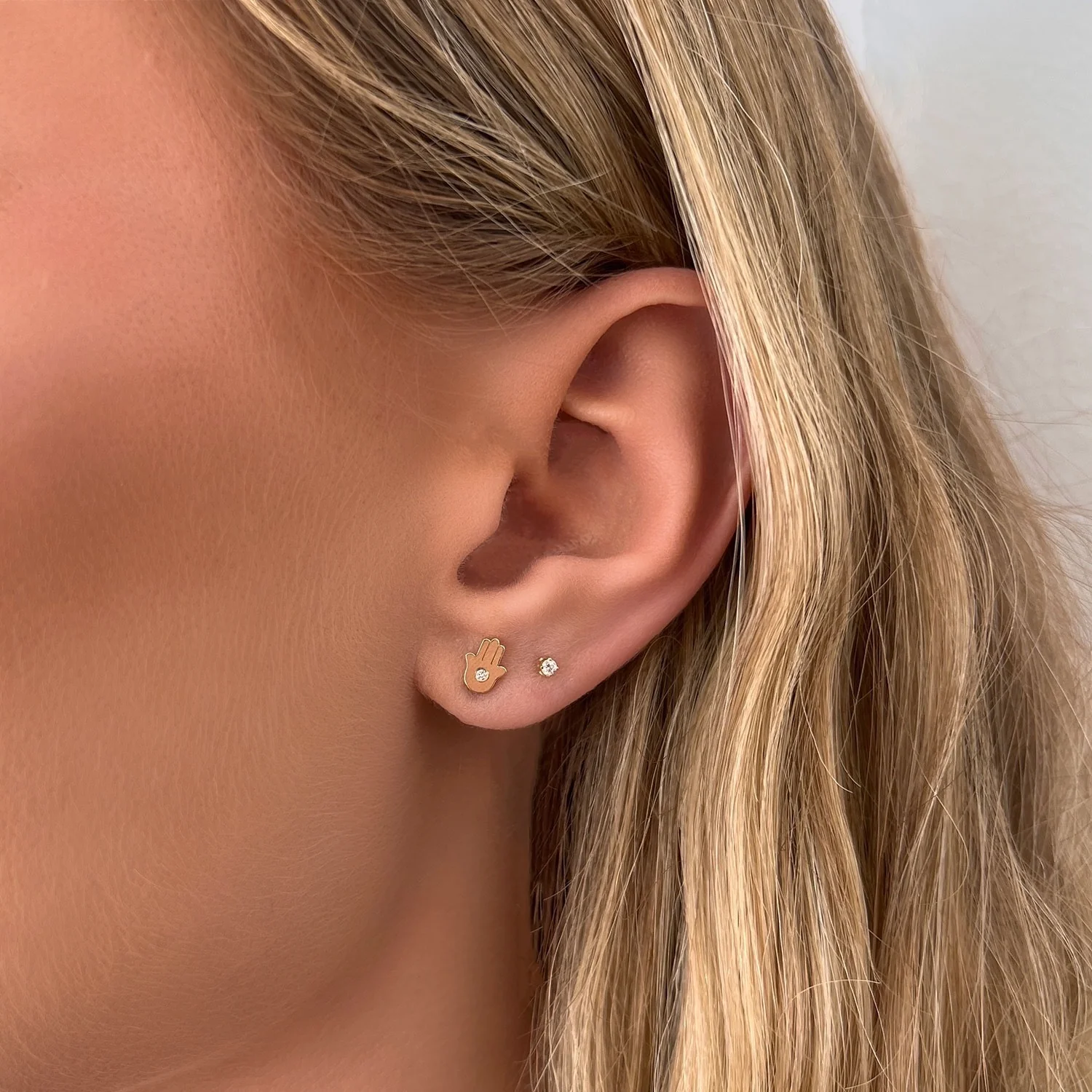 Hamsa Diamond Stud Earrings - Image 4