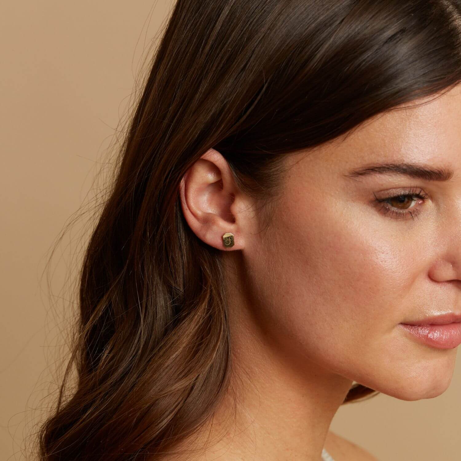 Engravable Initial Tag Earrings - Image 4