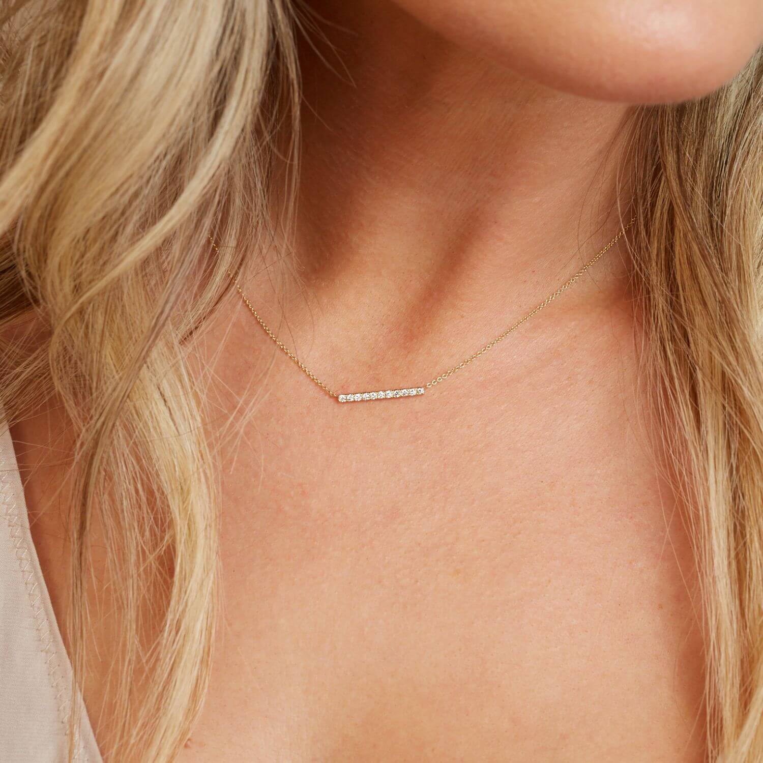 Kids Diamond Pave Bar Necklace - Image 4