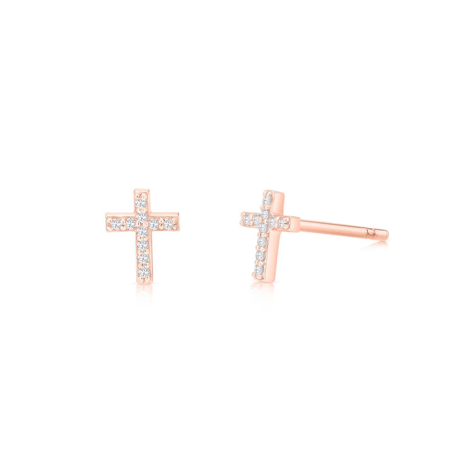 Kids Diamond Pave Cross Earrings - Image 3