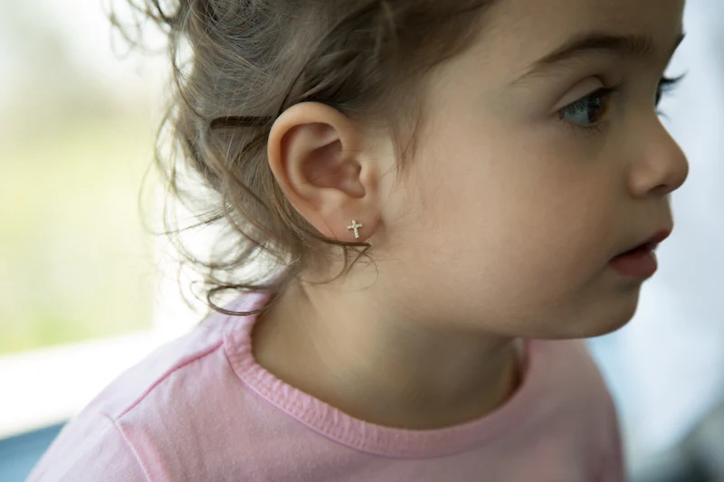 Kids Diamond Pave Cross Earrings - Image 4