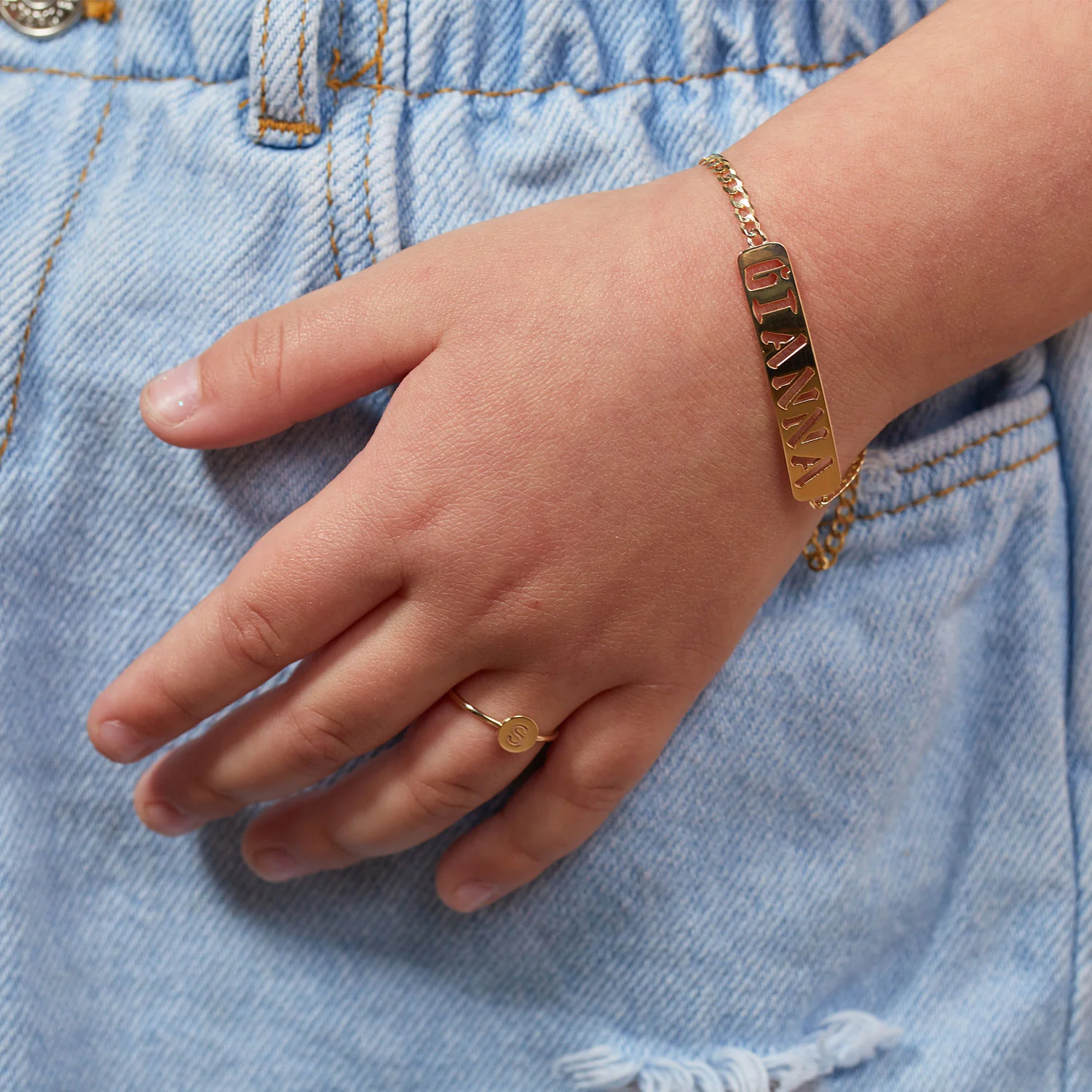 Kids Mini Round Initial Ring - Image 4