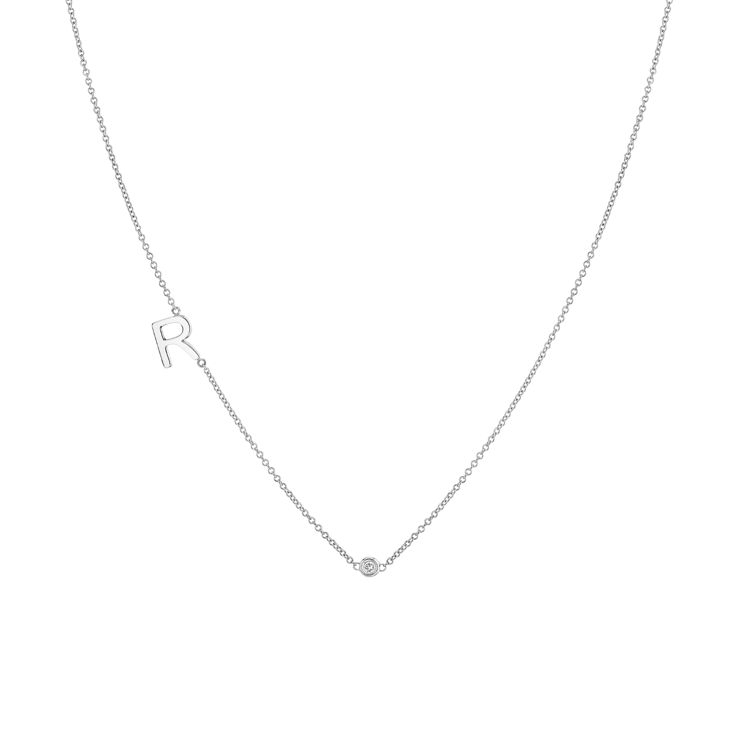 Kids Single Letter Diamond Bezel Necklace - Image 2