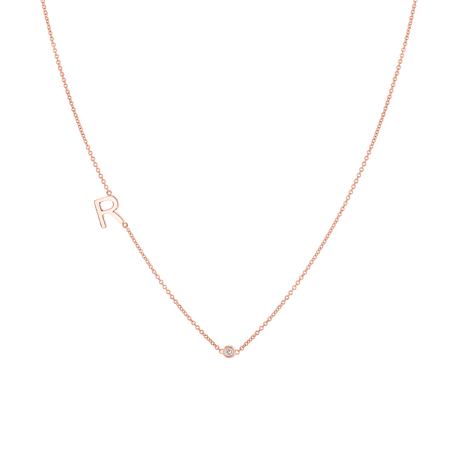 Kids Single Letter Diamond Bezel Necklace - Image 3