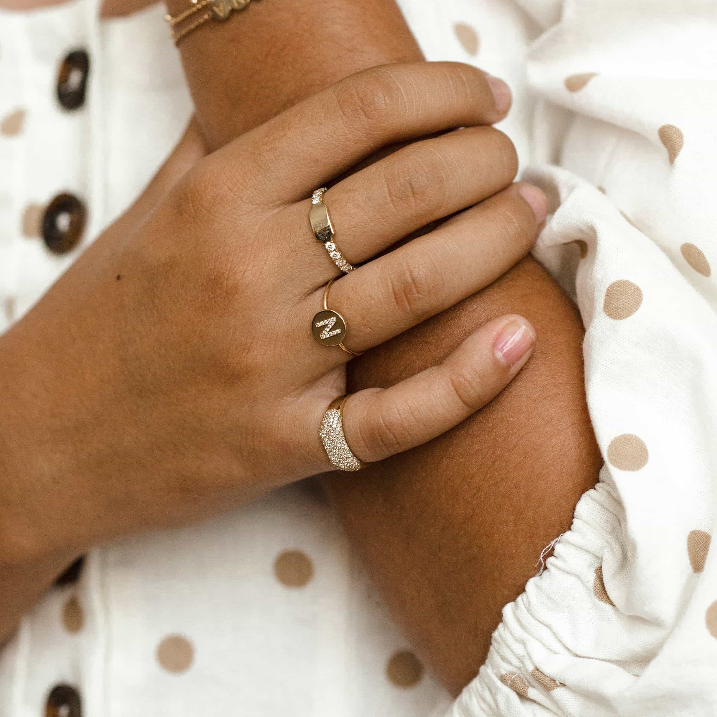 Diamond Initial Coin Ring - Image 5