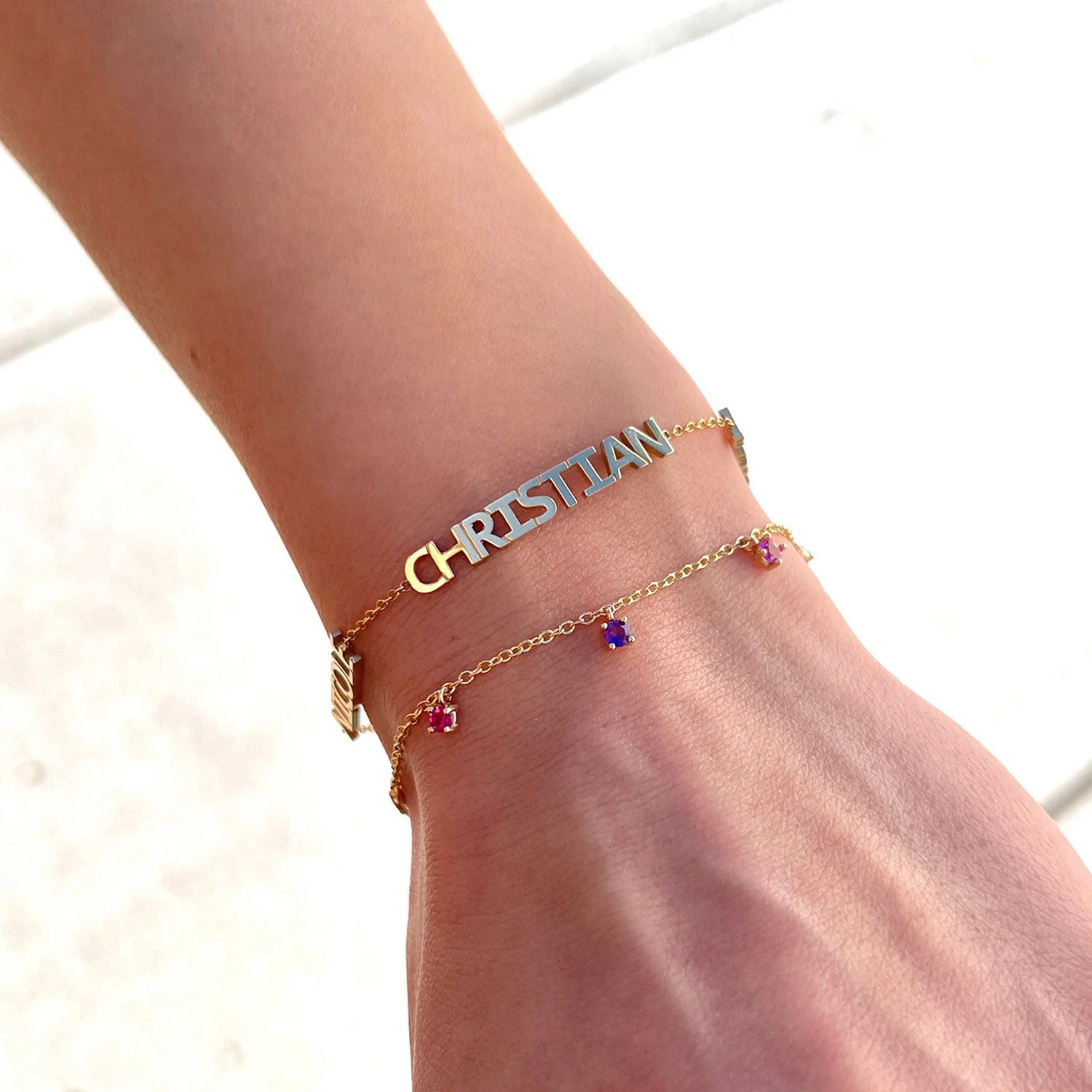 Multi Block Letter Name Bracelet - Image 5