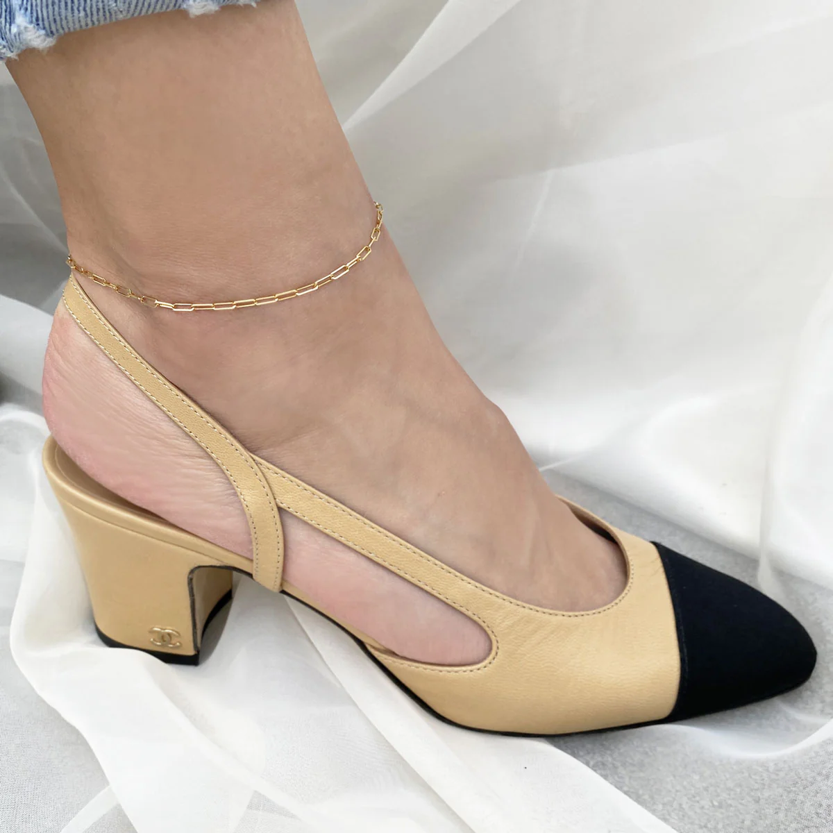 Dainty Paper Clip Anklet - Image 5