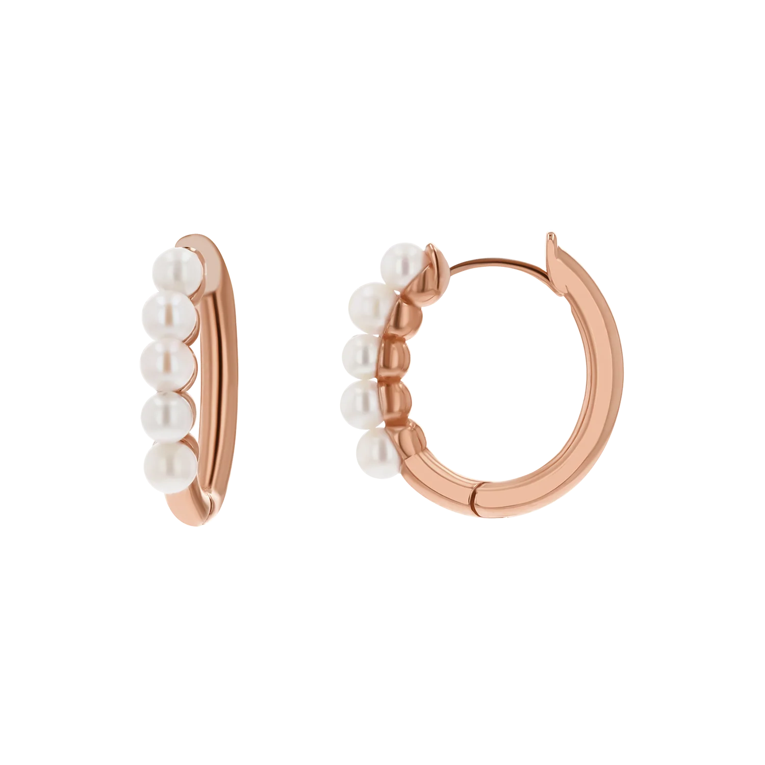 Pearl Huggies Hoop Earrings - Image 3