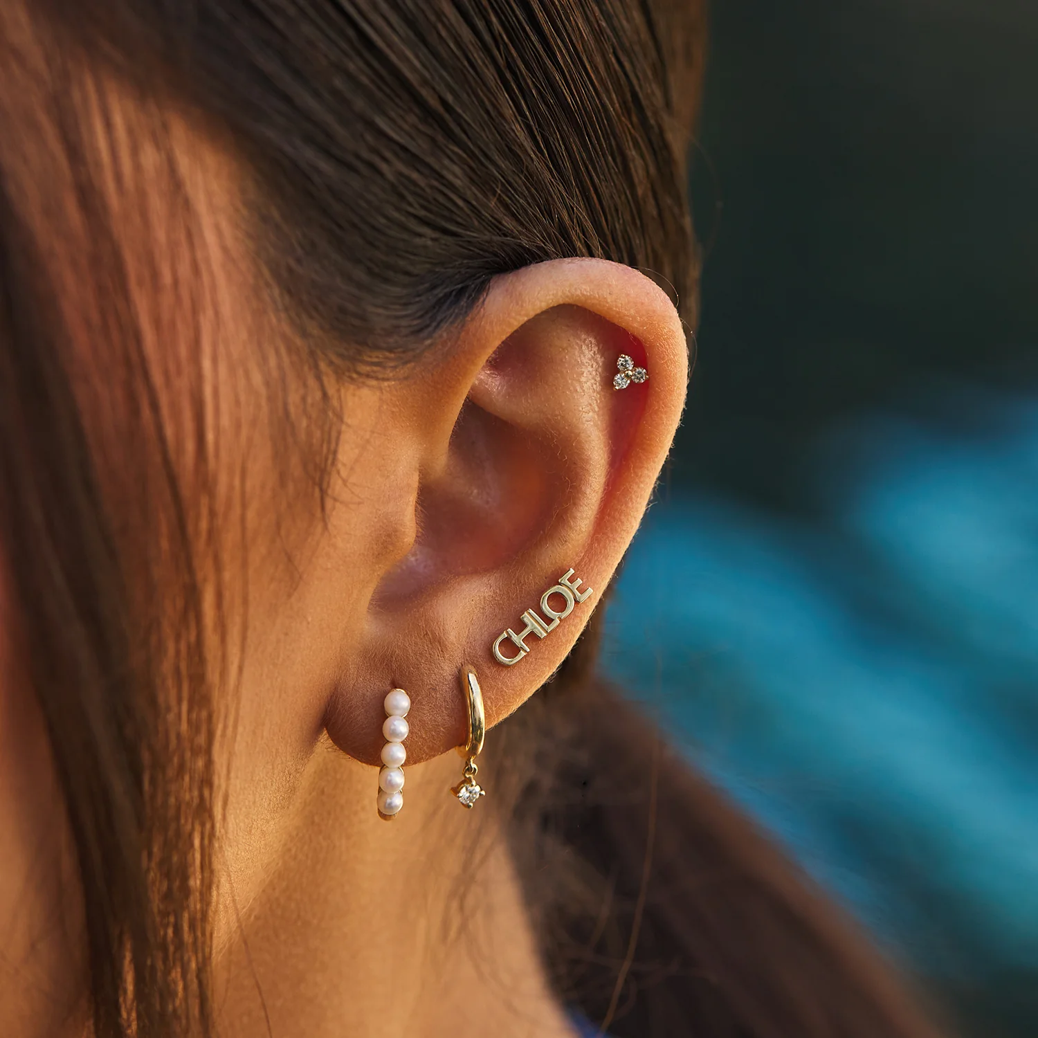 Pearl Huggies Hoop Earrings - Image 4