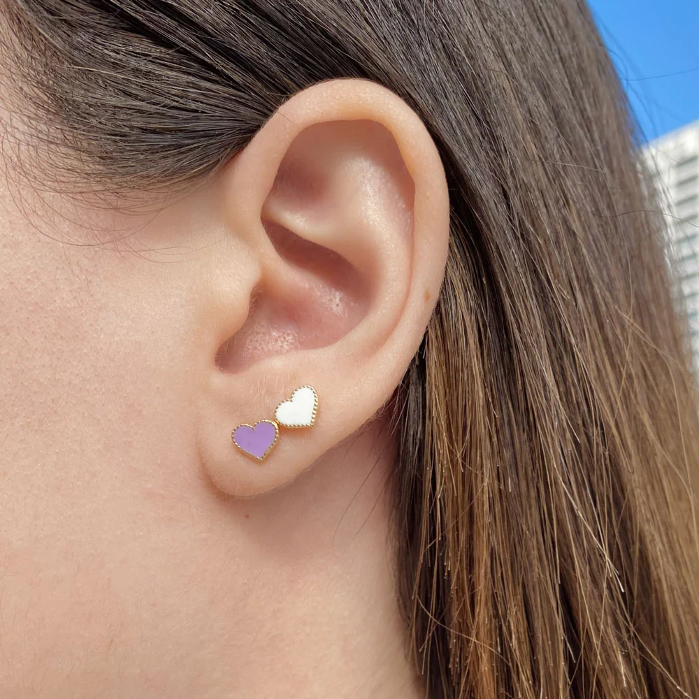 Enamel Heart Earrings - Image 5