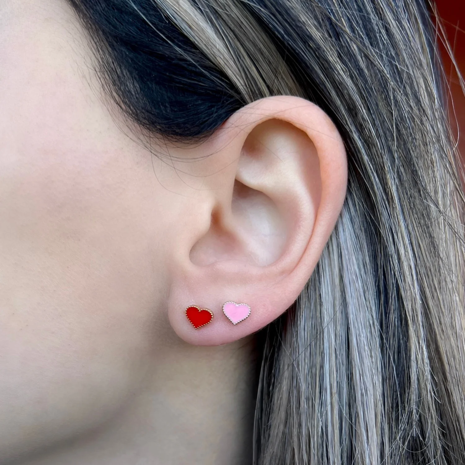 Enamel Heart Earrings - Image 6