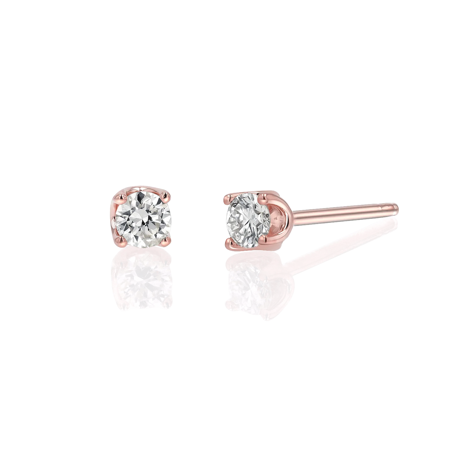 14K Gold Solitaire Studs - Image 3